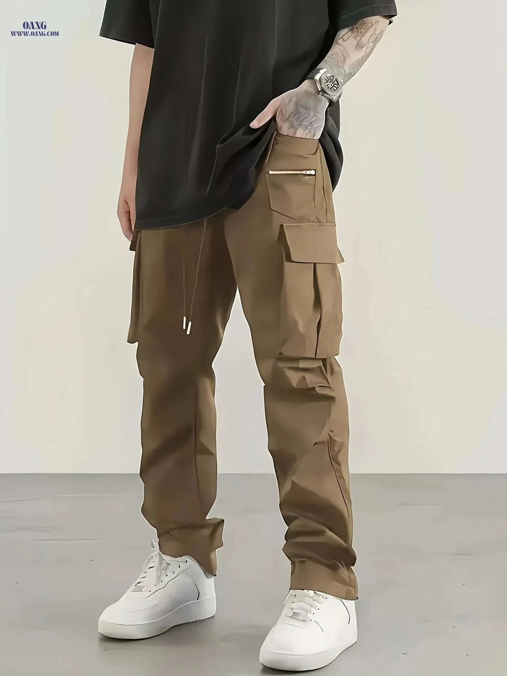 Men's Casual Work Pants - Sporty Loose Fit for Spring & Autumn   OAXG 