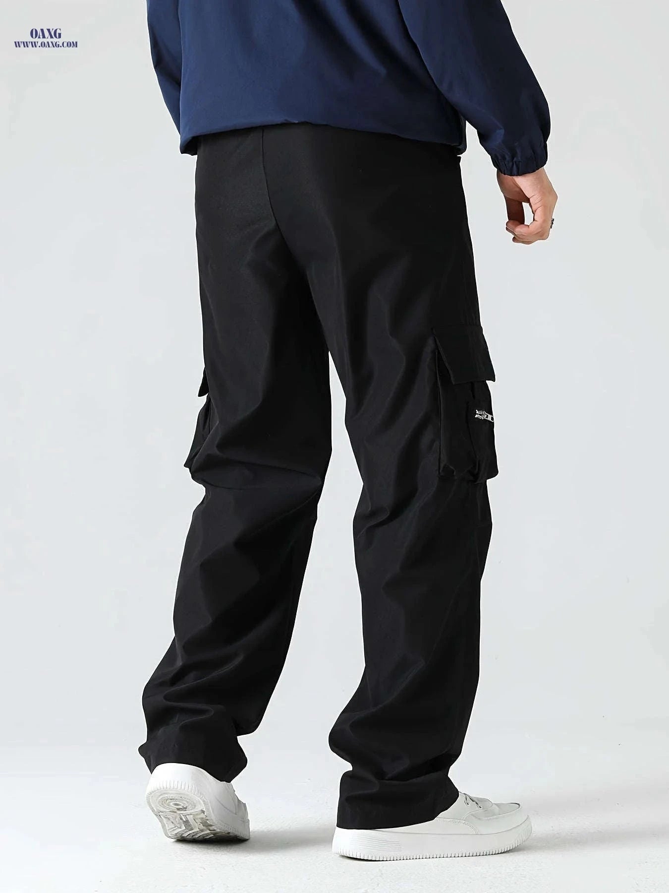 Men's Casual Work Pants - Sporty Loose Fit for Spring & Autumn   OAXG Black / FR S