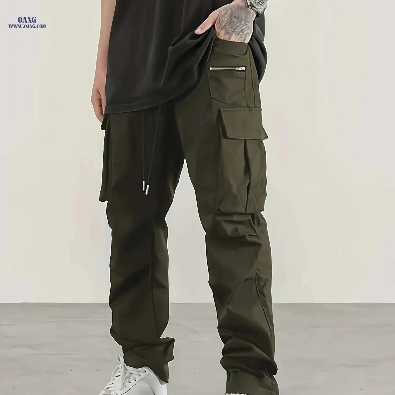 Men's Casual Work Pants - Sporty Loose Fit for Spring & Autumn   OAXG 