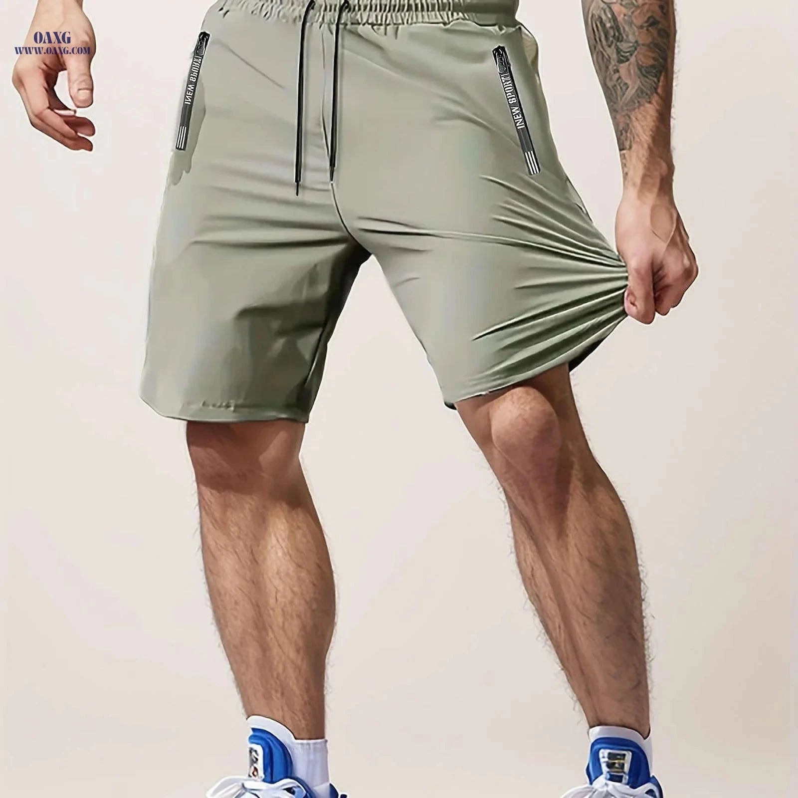 Men’s Casual Workout Shorts - Lightweight with Zipper Pocket   OAXG 