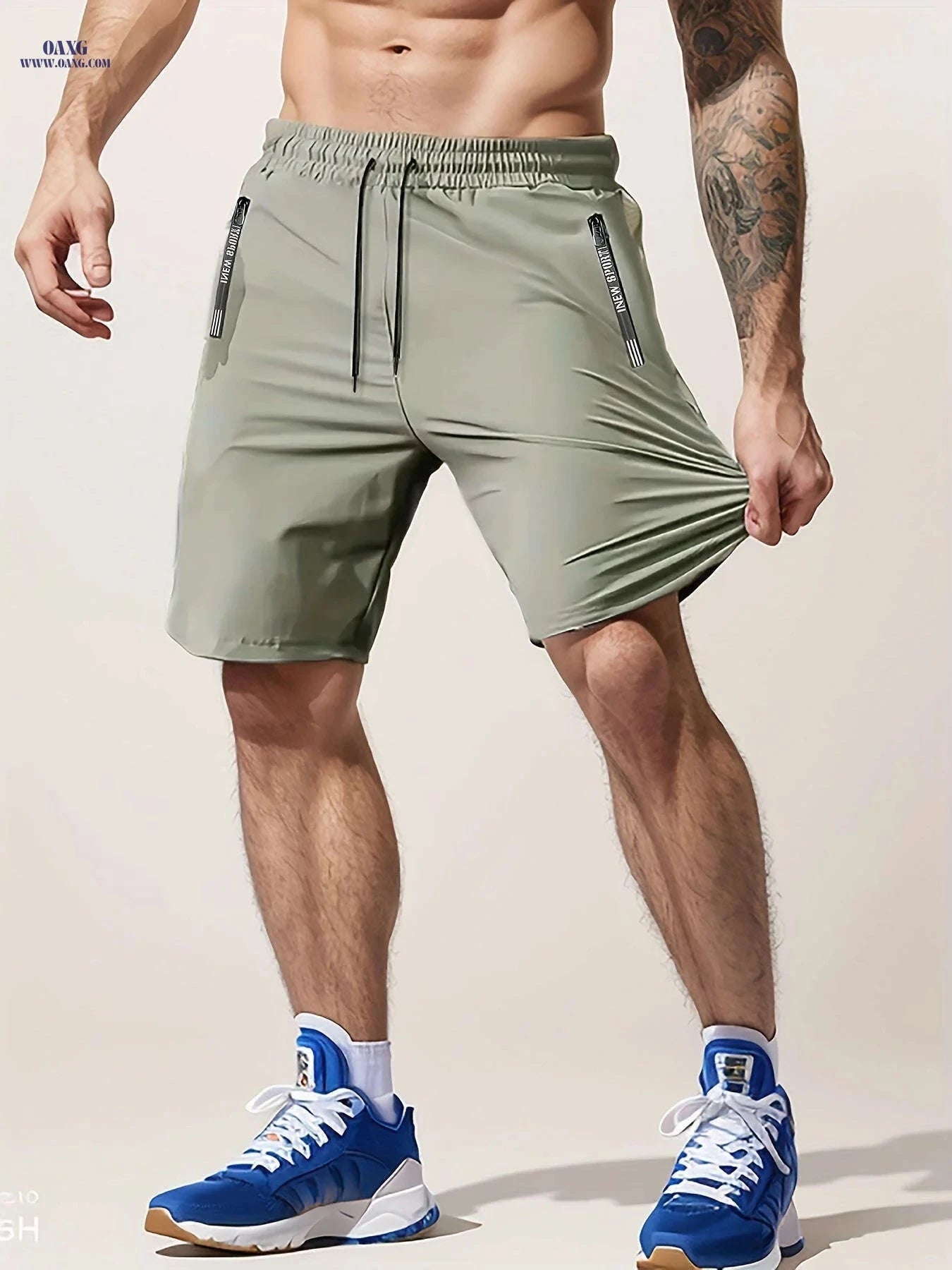 Men’s Casual Workout Shorts - Lightweight with Zipper Pocket   OAXG 