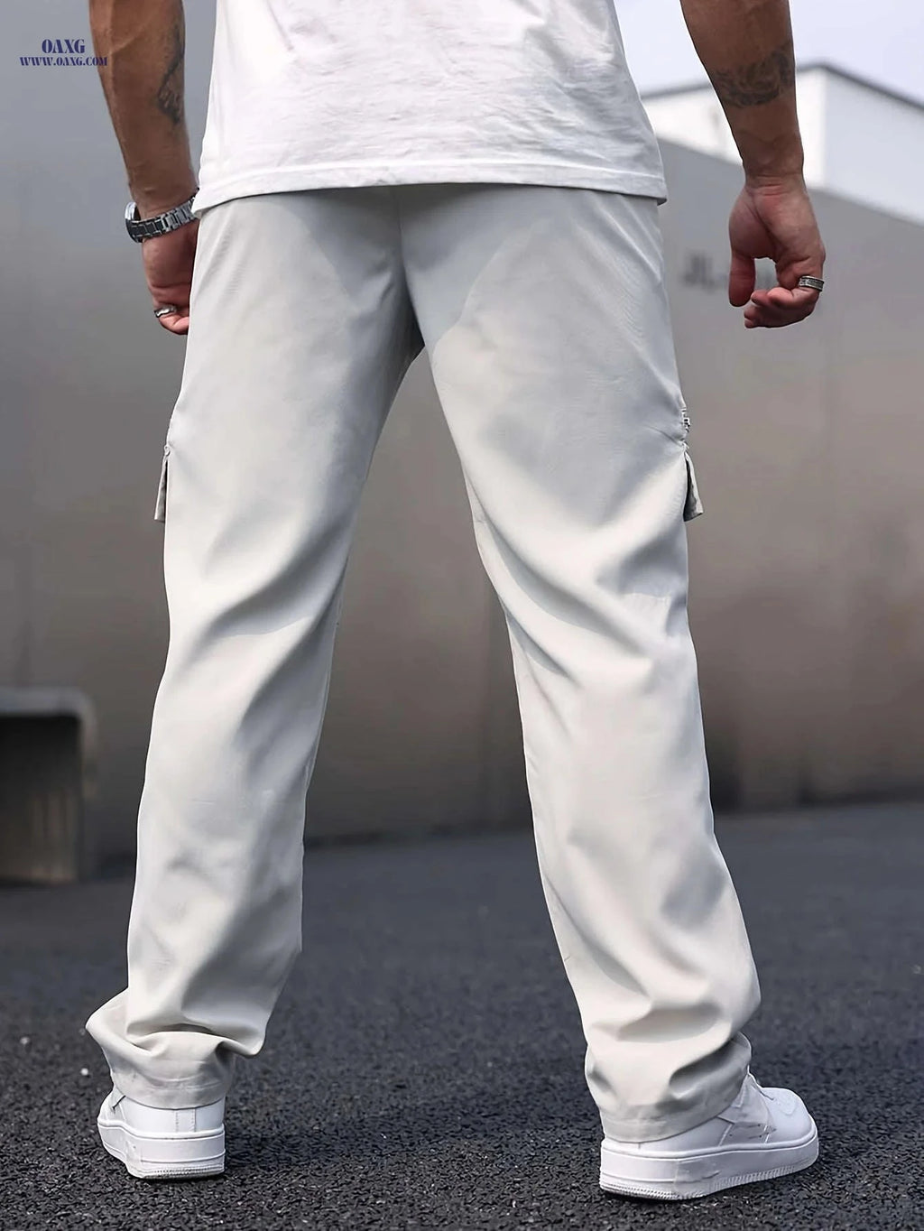 Men's Casual Workwear Pants - Thin Fit with Faux Pockets   OAXG Black / FR XS