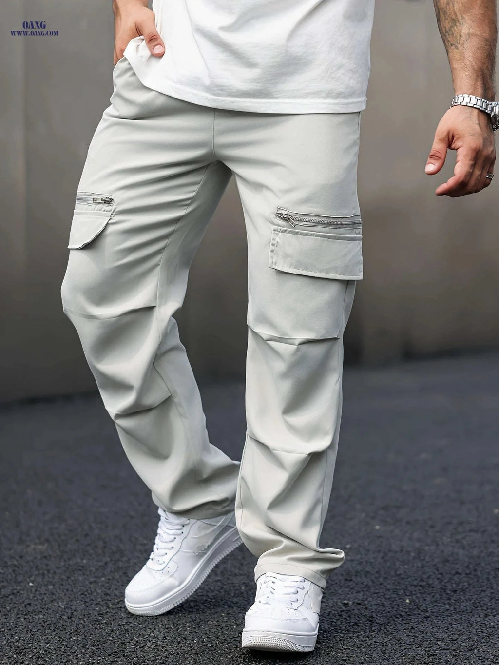 Men's Casual Workwear Pants - Thin Fit with Faux Pockets   OAXG 