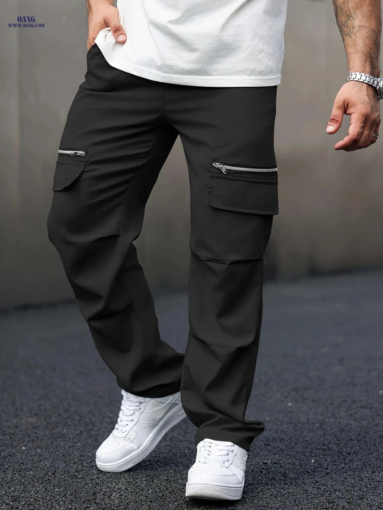 Men's Casual Workwear Pants - Thin Fit with Faux Pockets   OAXG 