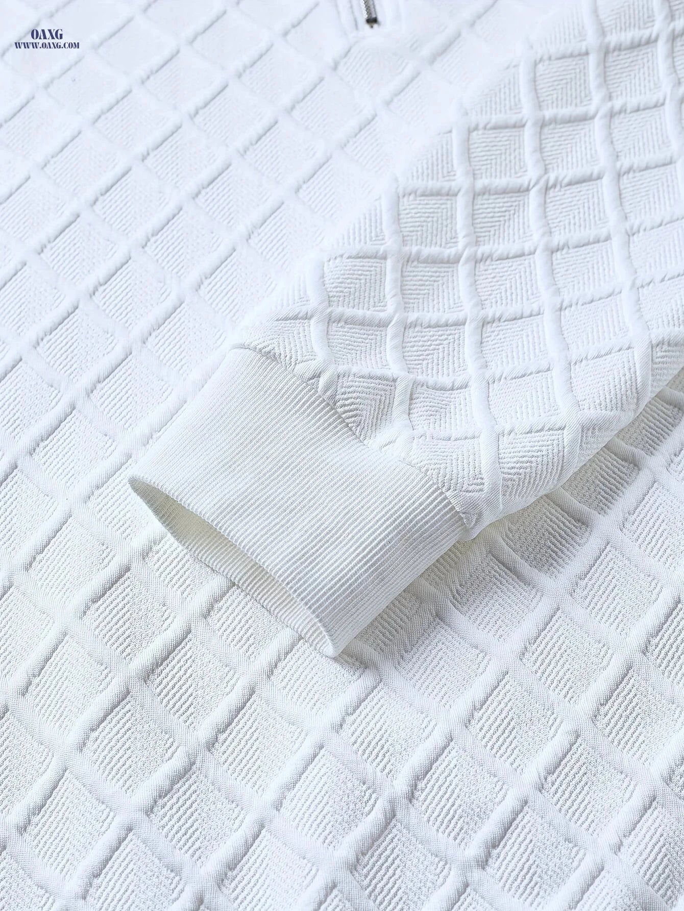 Men's Casual Zip-Up Sweater - Solid Color, Knit for Fall & Winter   OAXG White / FR S