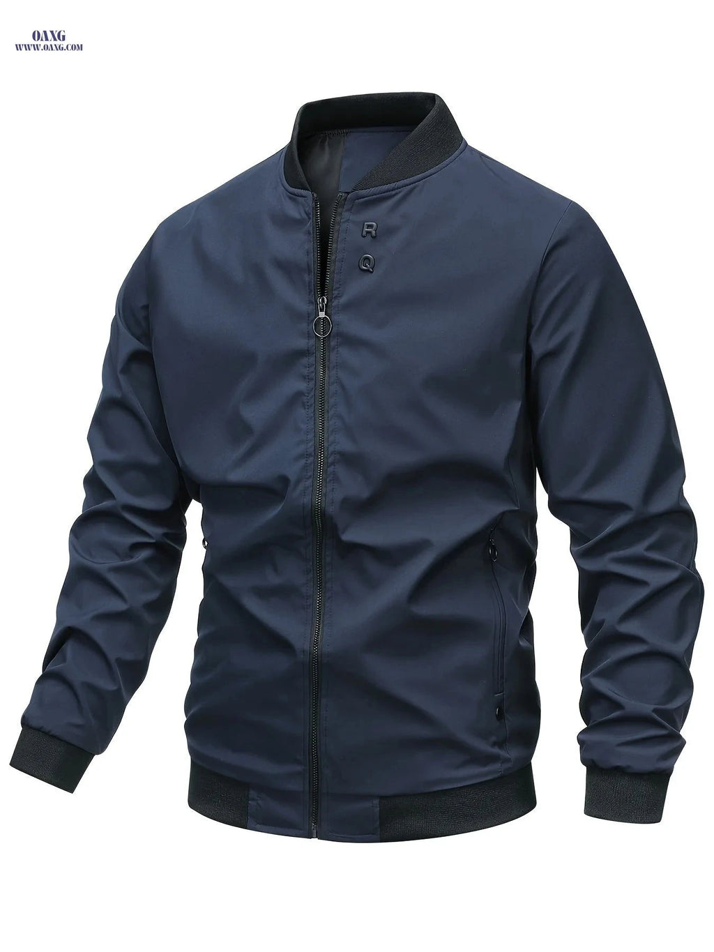 Men's Casual Zipper Jacket - Solid Color Baseball Style, Long Sleeve   OAXG 