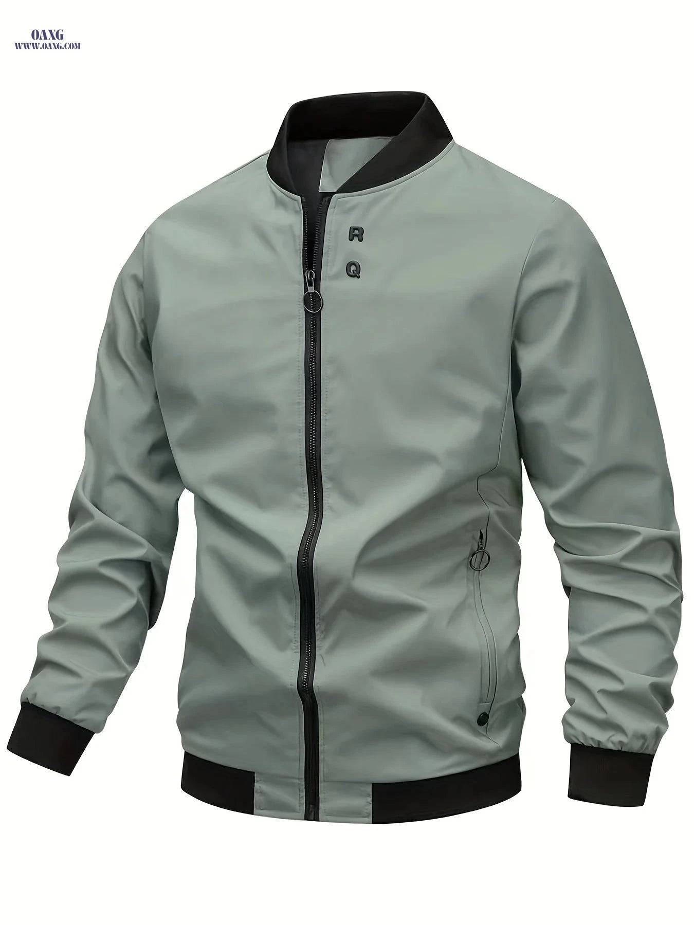 Men's Casual Zipper Jacket - Solid Color Baseball Style, Long Sleeve   OAXG Dark Blue / FR XS