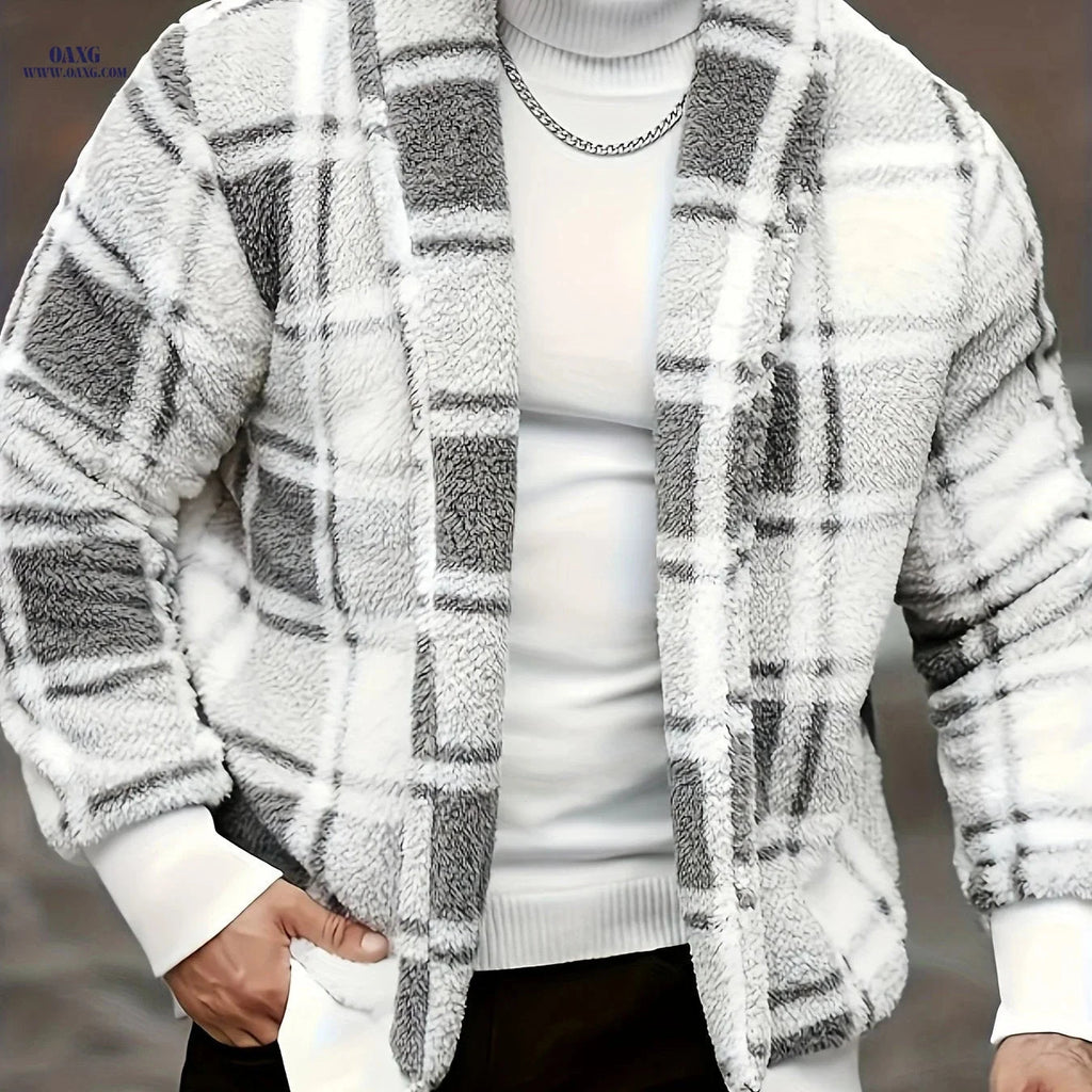 Men's Checkered Coat - Stylish Lightweight Jacket for Fall & Winter   OAXG White / FR M