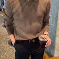 Men's Chic Knit Pullover Sweater - Casual V-Neck for Fall/Winter   OAXG 【Brown】 / FR S