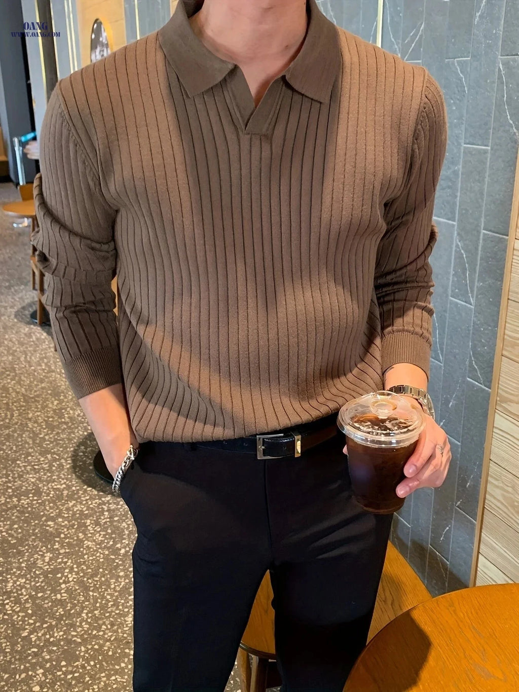 Men's Chic Knit V-Neck Pullover Sweater - Casual Fall Fashion   OAXG 