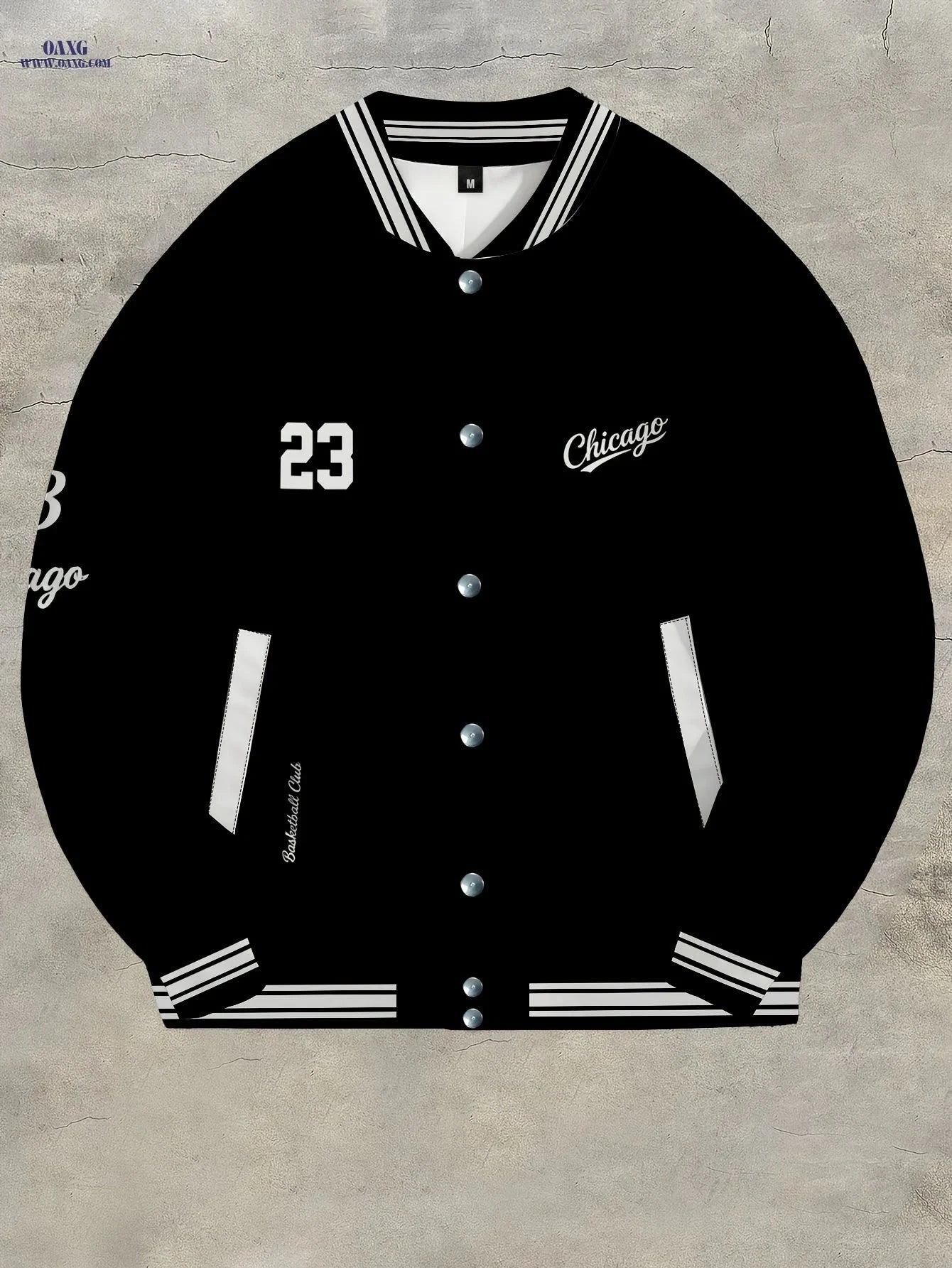 Men's Chicago 23 Print Baseball Jacket - Casual Spring & Autumn Wear   OAXG 
