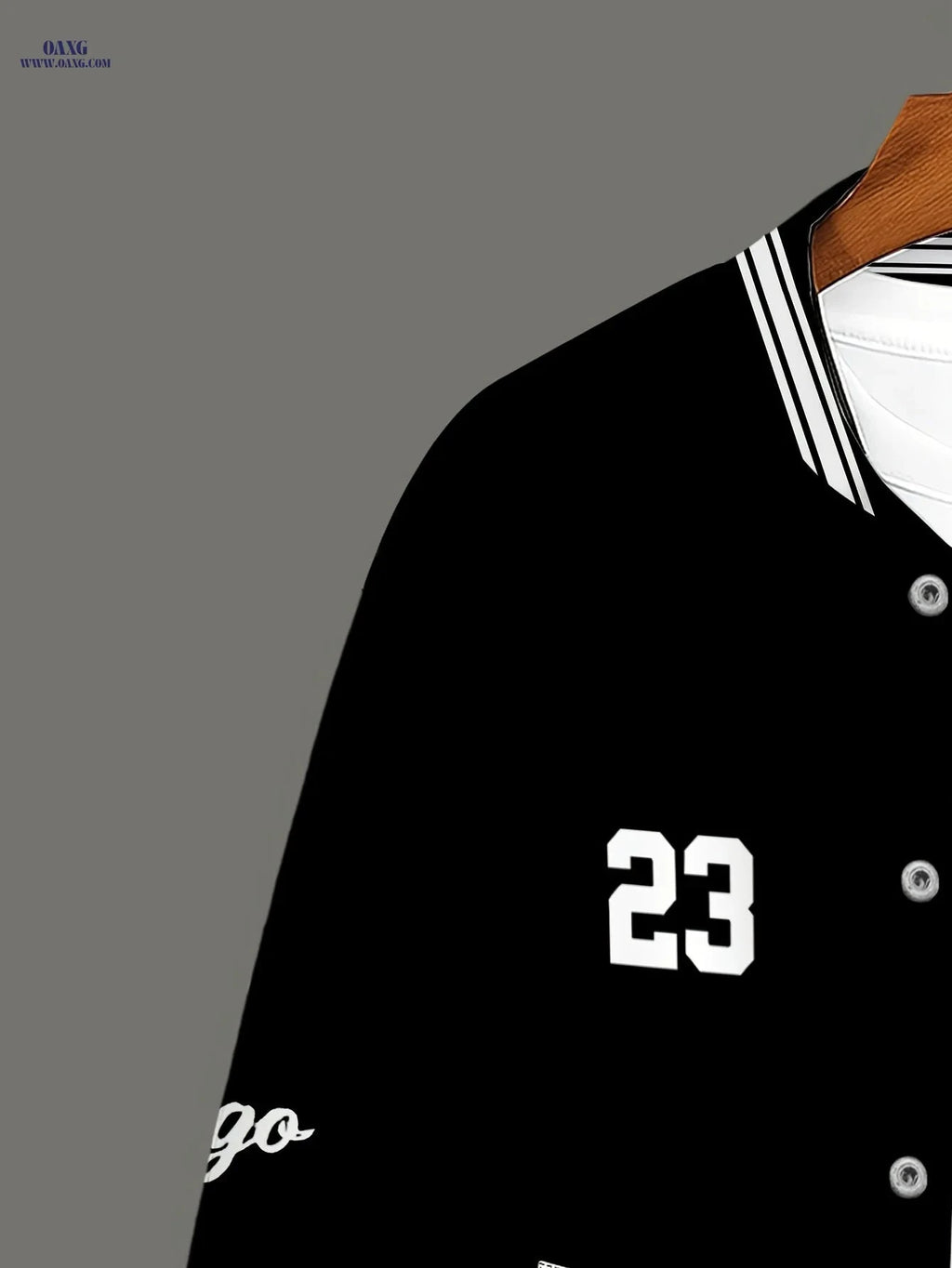 Men's Chicago 23 Print Baseball Jacket - Casual Spring & Autumn Wear   OAXG 