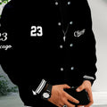Men's Chicago 23 Print Baseball Jacket - Casual Spring & Autumn Wear   OAXG 