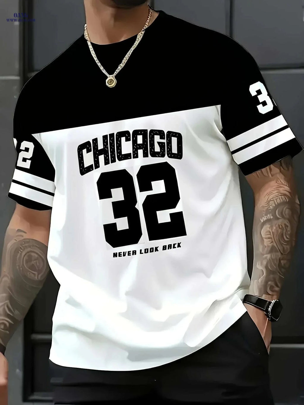 Men's Chicago Graphic T-Shirt - Casual Short Sleeve Black & White Tee   OAXG Mixed Color / S