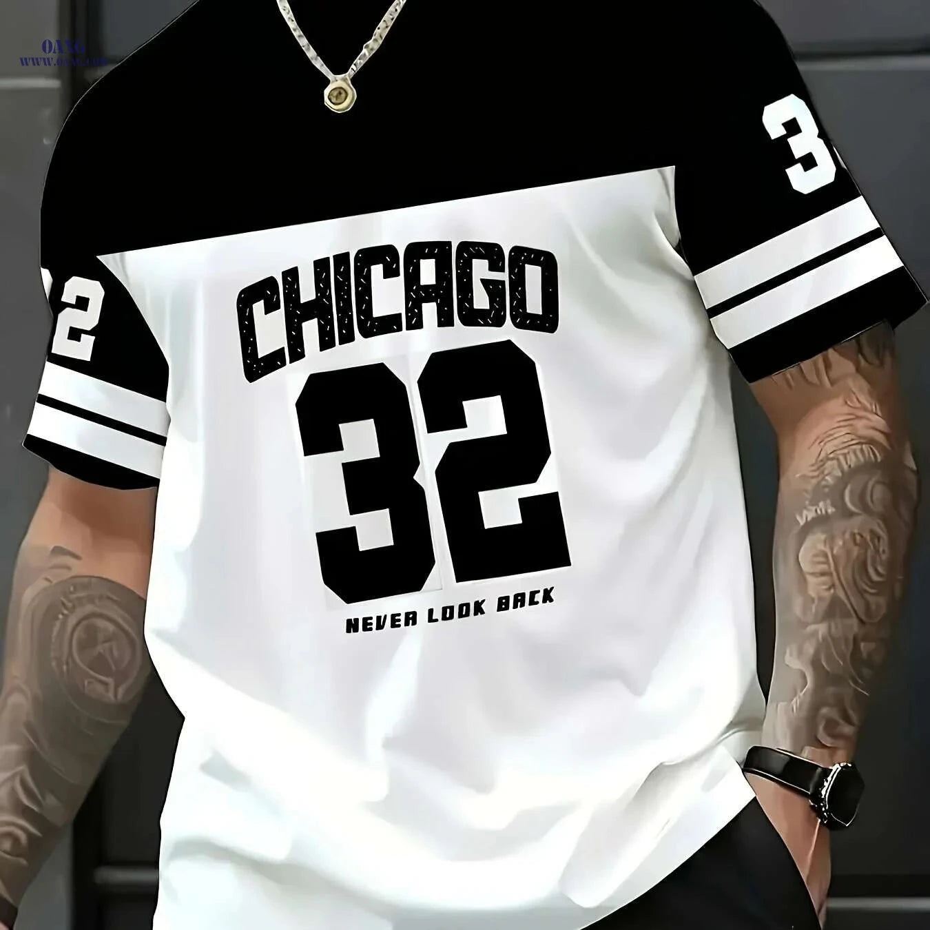 Men's Chicago Graphic T-Shirt - Casual Short Sleeve Black & White Tee   OAXG Mixed Color / S