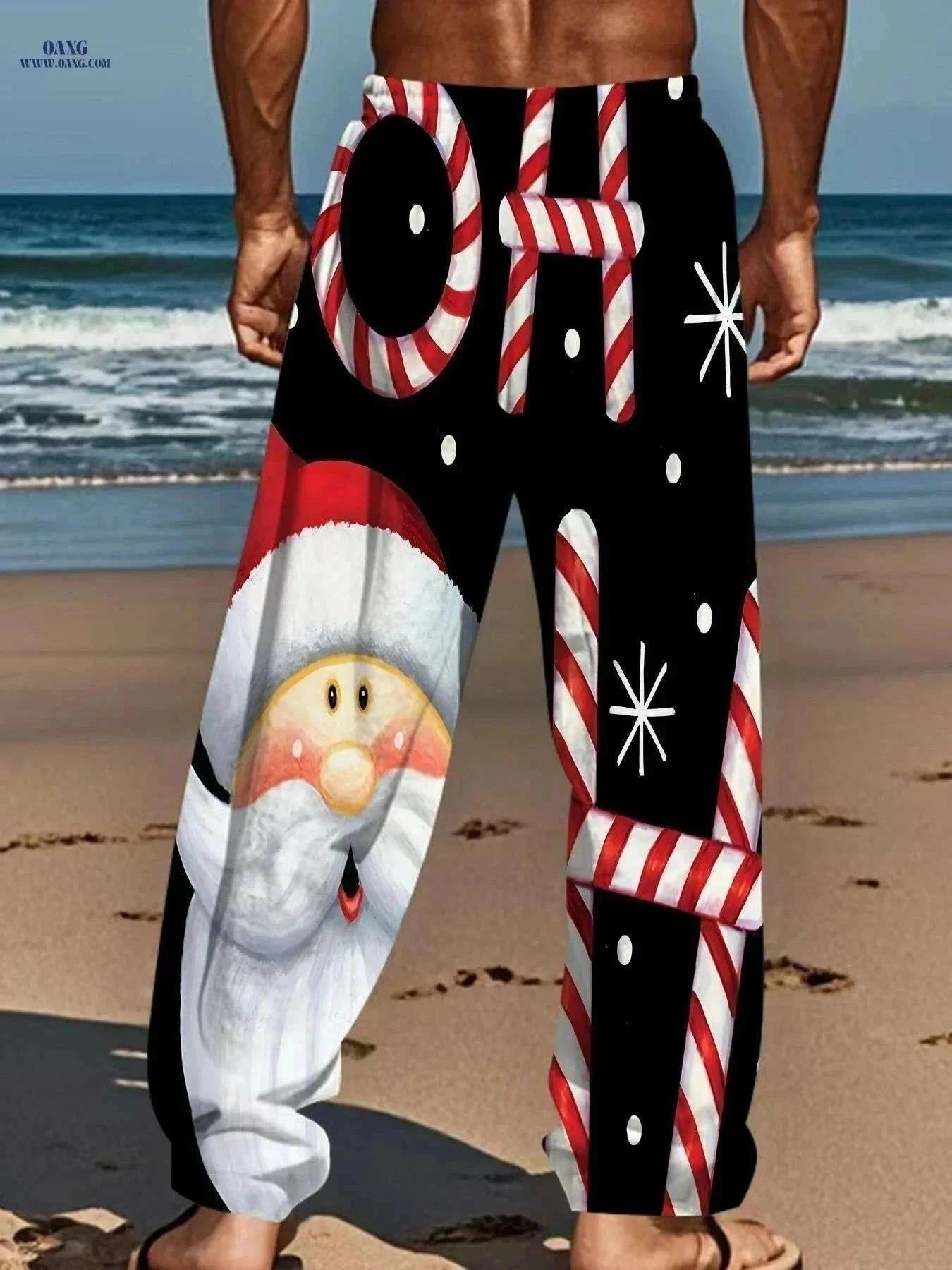 Men's Christmas Holiday Print Pants - Snowman, Gingerbread Design   OAXG Mixed Color / M