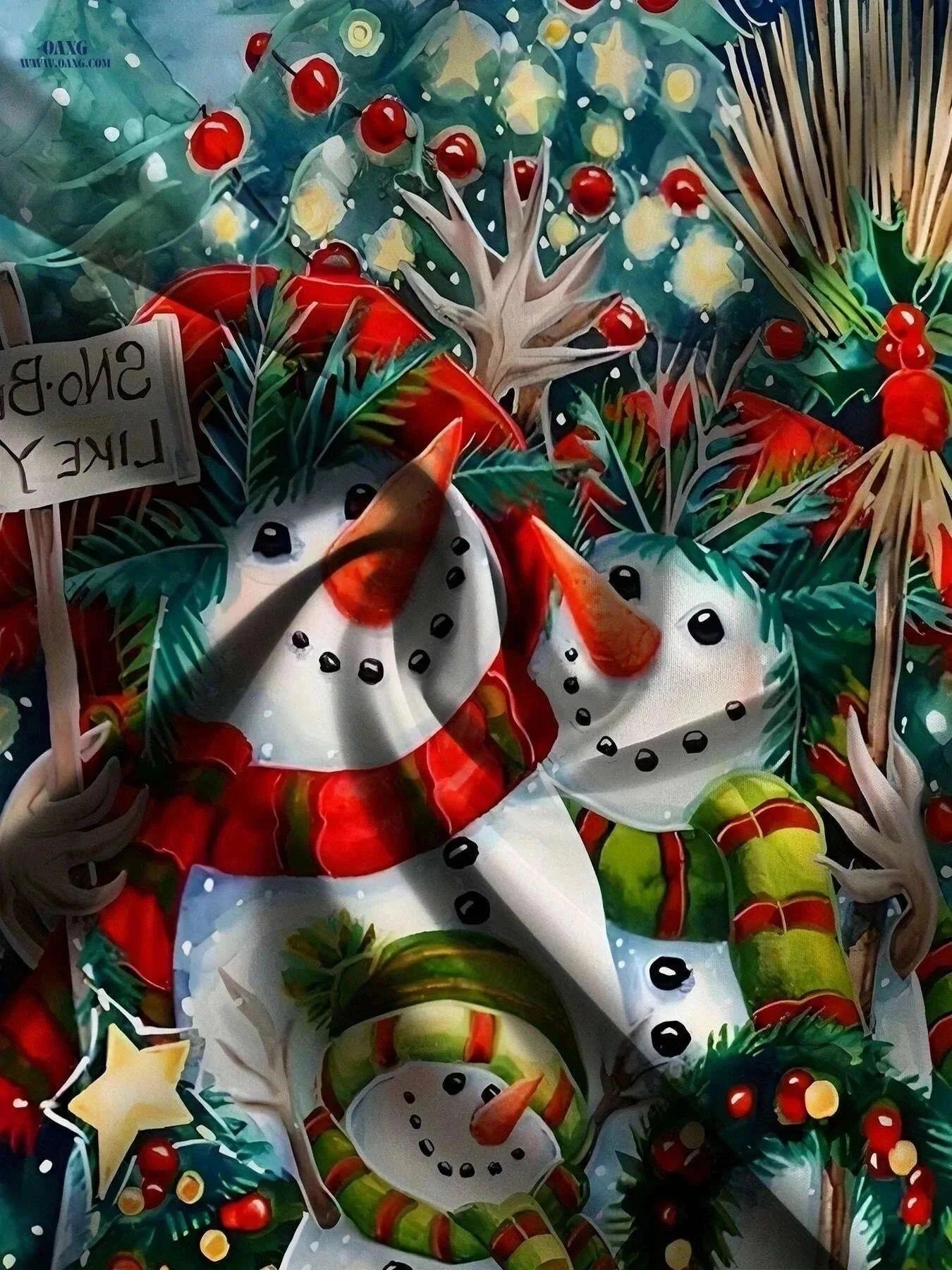 Men's Christmas Holiday Print Pants - Snowman, Gingerbread Design   OAXG Mixed Color / M
