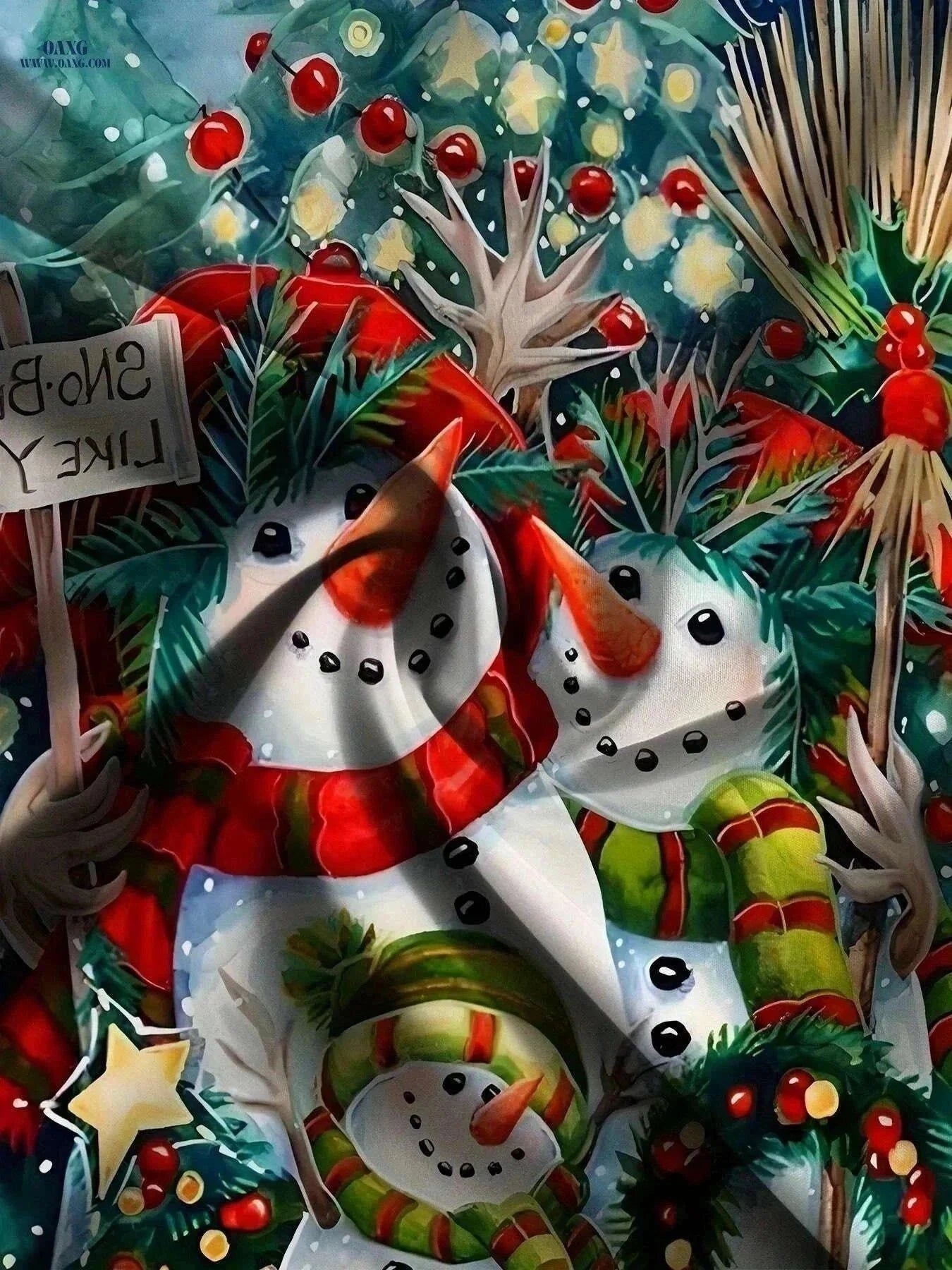 Men's Christmas Holiday Print Pants - Snowman, Gingerbread Design   OAXG Mixed Color / M