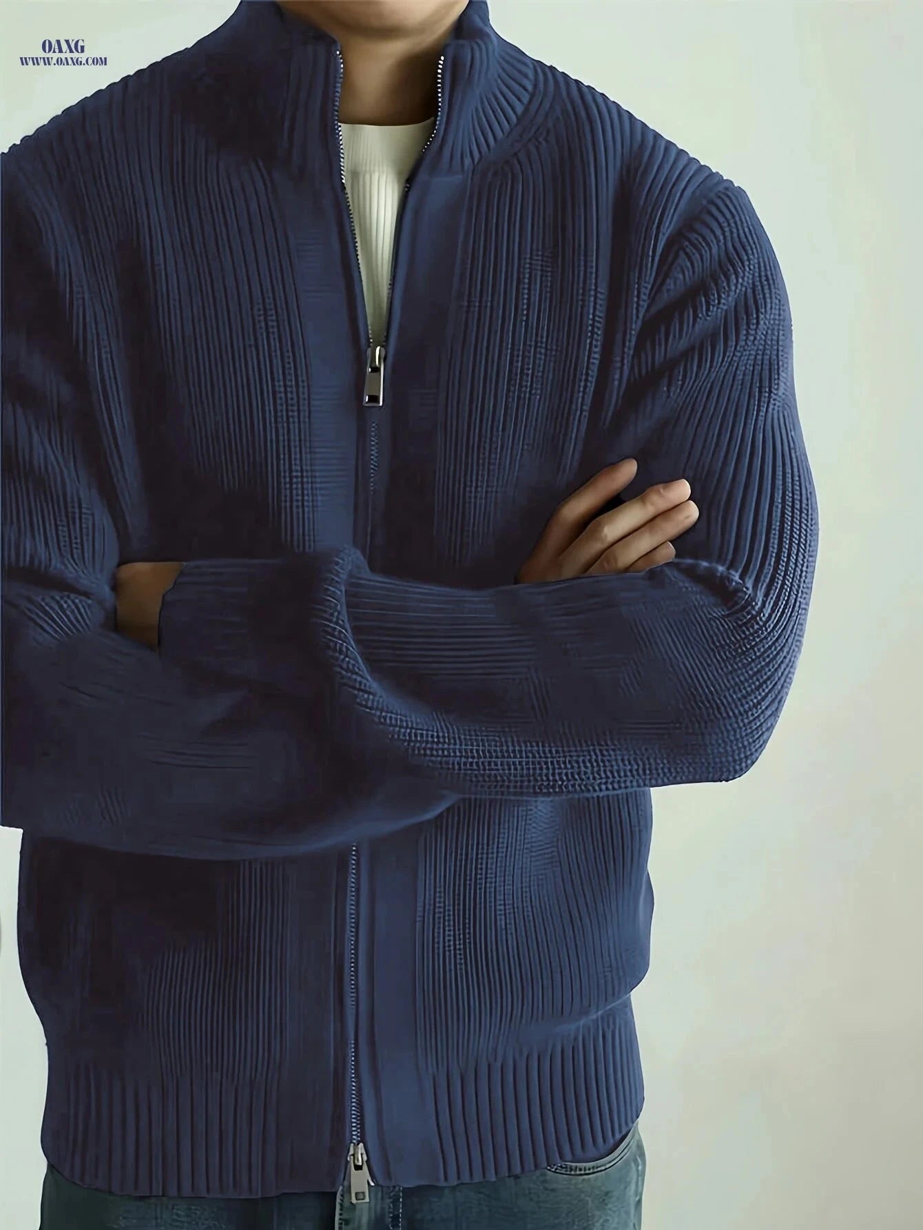 Men's Chunky Knit Cardigan - Comfortable Autumn/Winter Street Style   OAXG Coffee Brown / FR XS