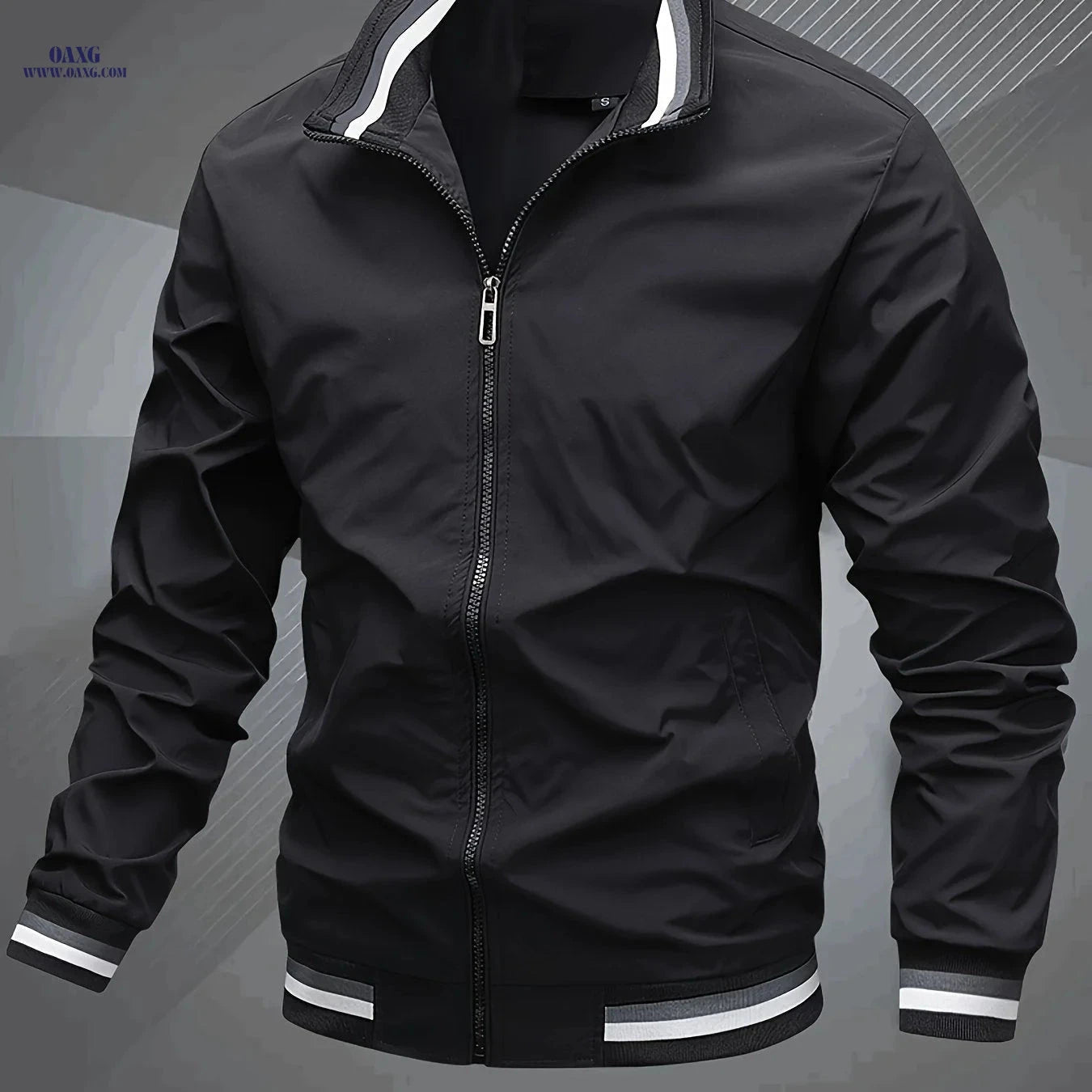 Men's Classic Baseball Collar Bomber Jacket - Stylish Spring Fall Wear   OAXG 