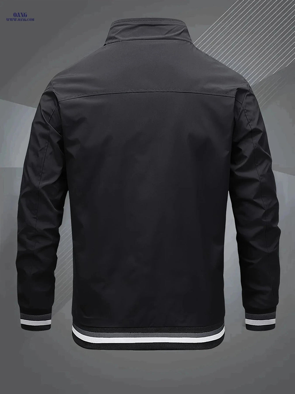 Men's Classic Baseball Collar Bomber Jacket - Stylish Spring Fall Wear   OAXG Black / FR S