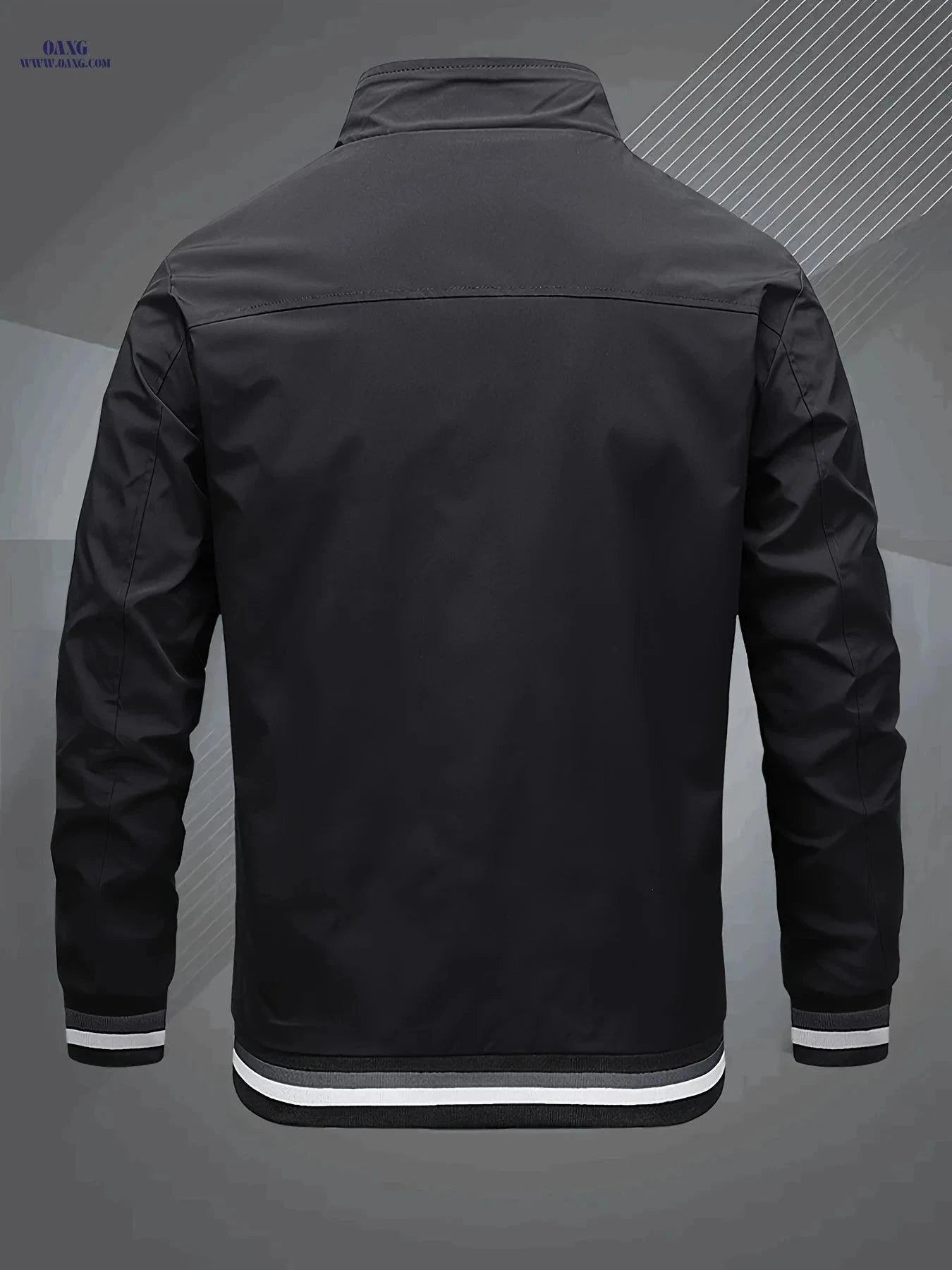 Men's Classic Baseball Collar Bomber Jacket - Stylish Spring Fall Wear   OAXG Black / FR S