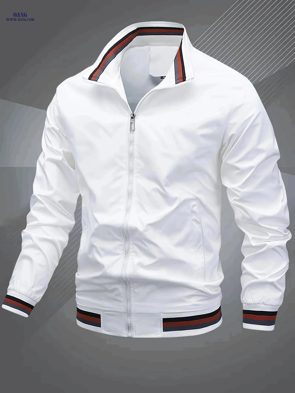Men's Classic Baseball Collar Bomber Jacket - Stylish Spring Fall Wear   OAXG Black / FR S