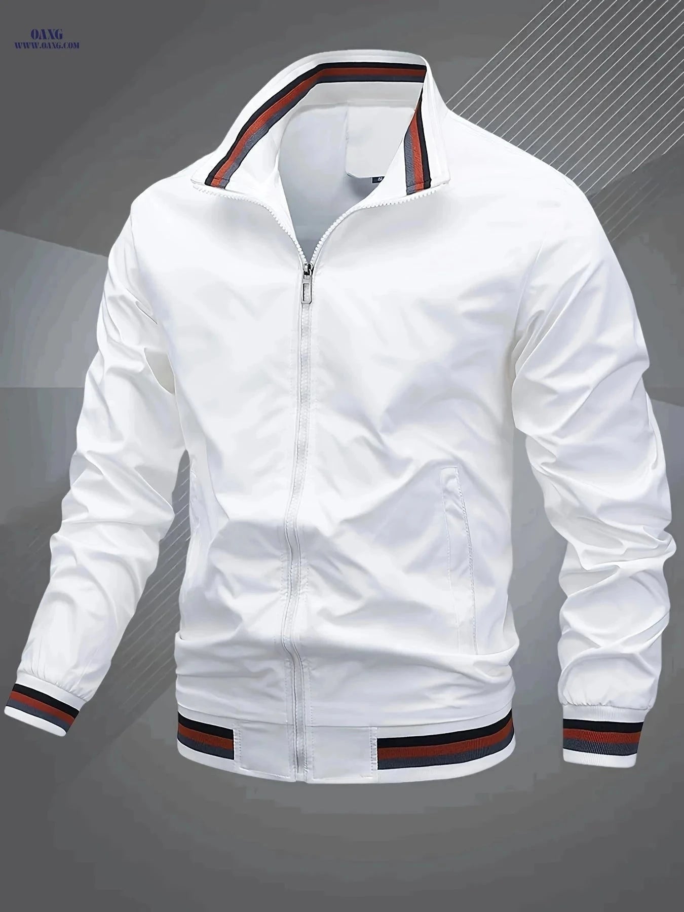 Men's Classic Baseball Collar Bomber Jacket - Stylish Spring Fall Wear   OAXG Black / FR S