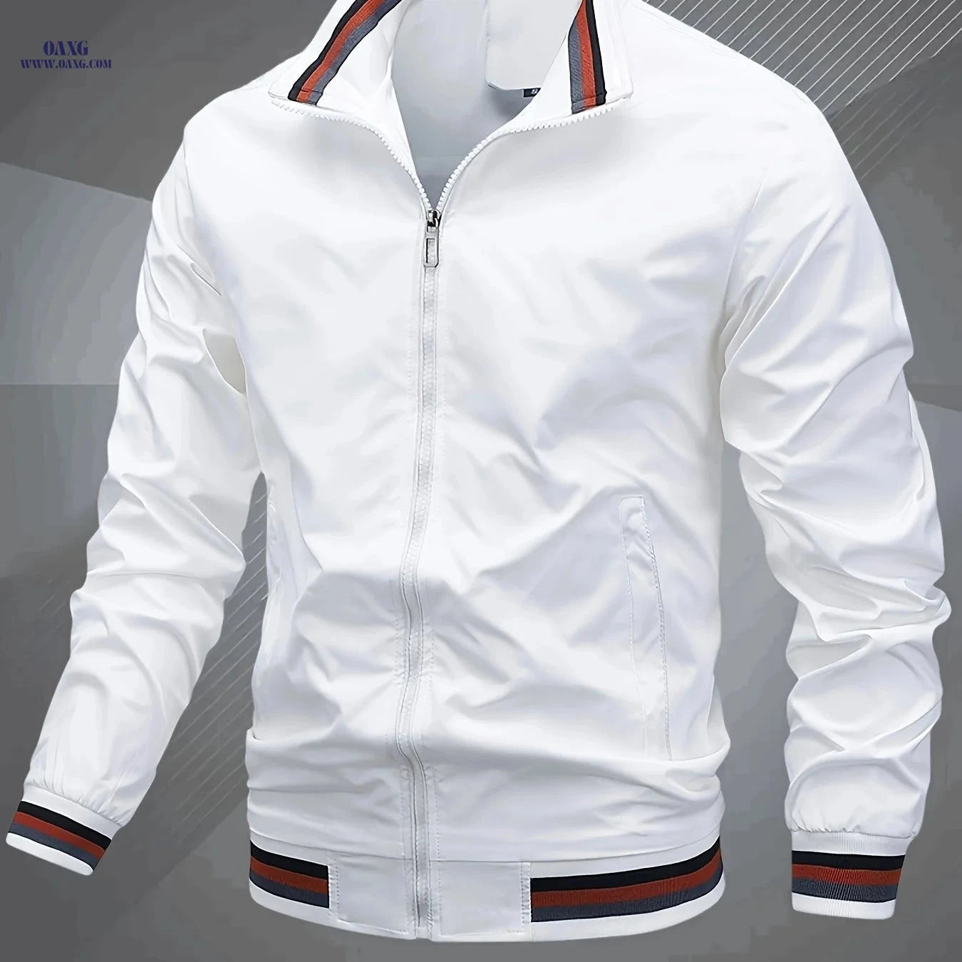 Men's Classic Baseball Collar Bomber Jacket - Stylish Spring Fall Wear   OAXG Black / FR S