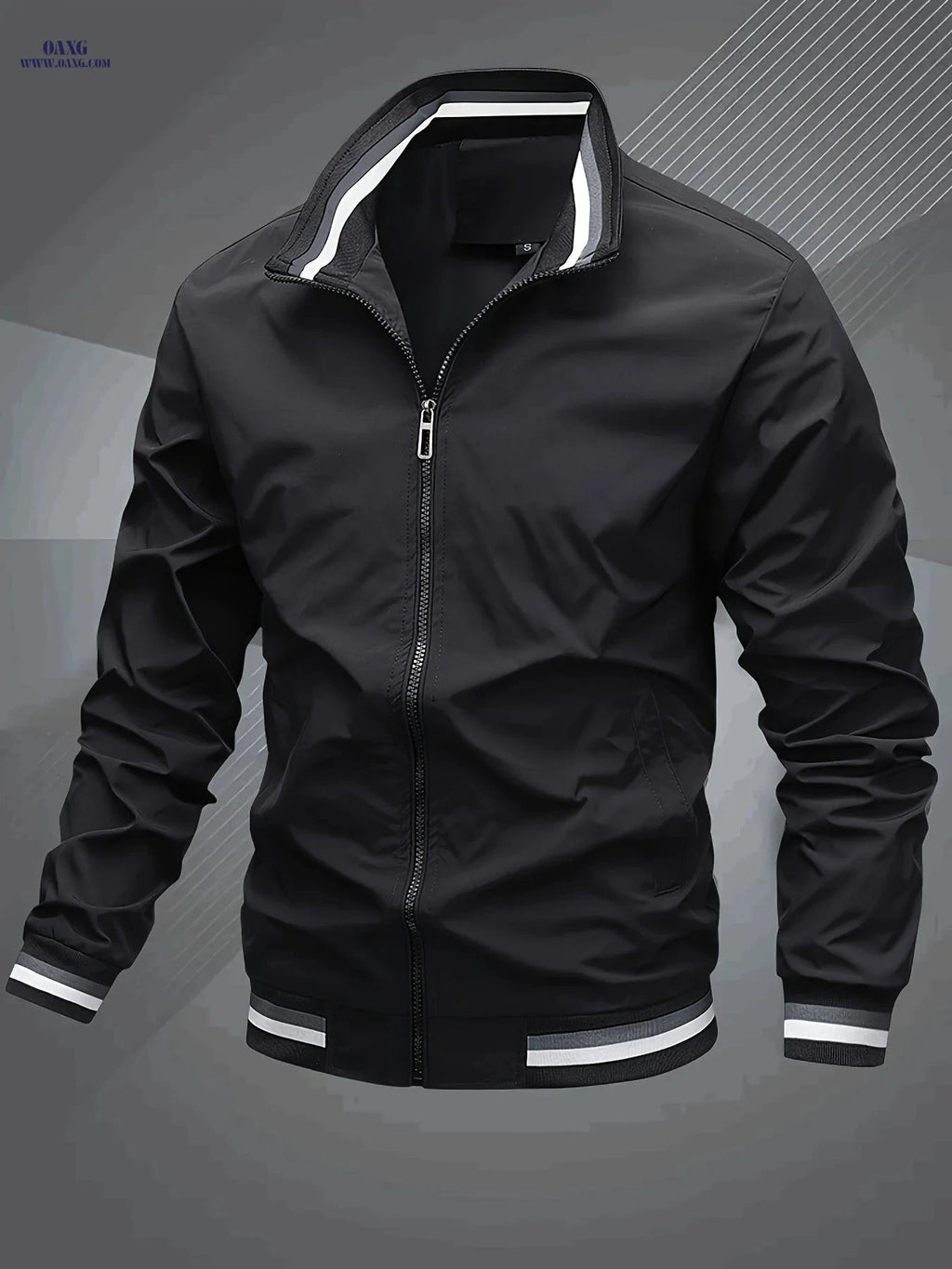 Men's Classic Baseball Collar Bomber Jacket - Stylish Spring Fall Wear   OAXG 