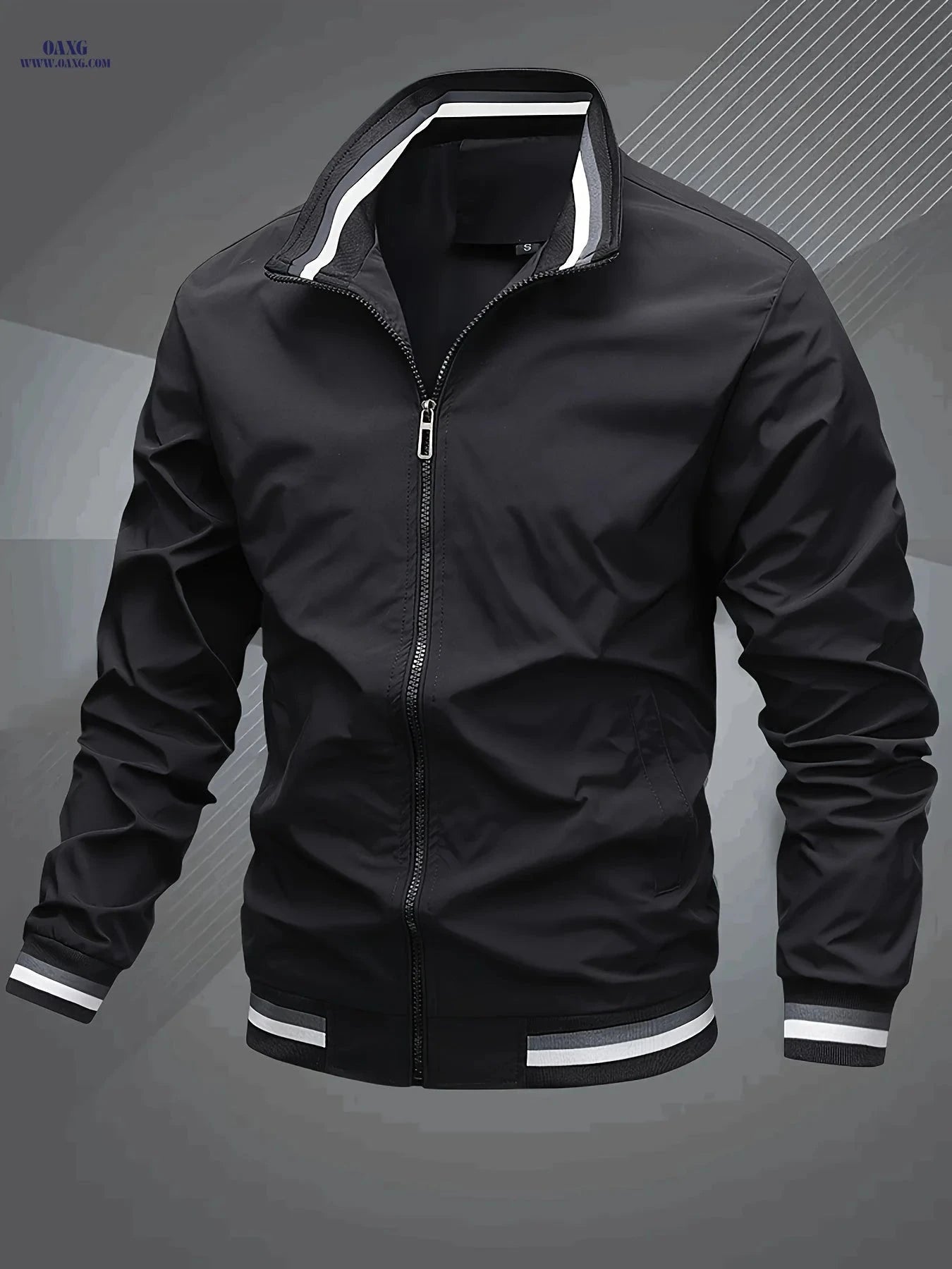 Men's Classic Baseball Collar Bomber Jacket - Stylish Spring Fall Wear   OAXG 