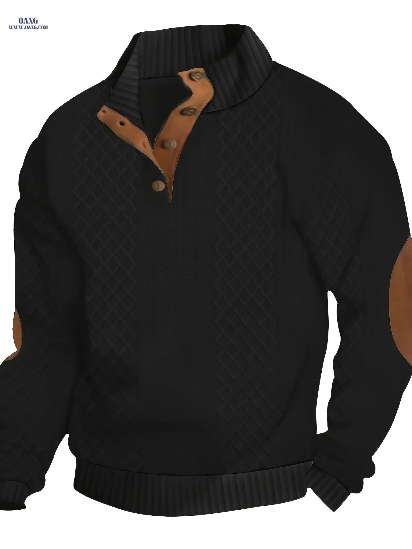 Men's Classic Cable-Knit Sweater - Stand Collar Long Sleeve Pullover   OAXG 