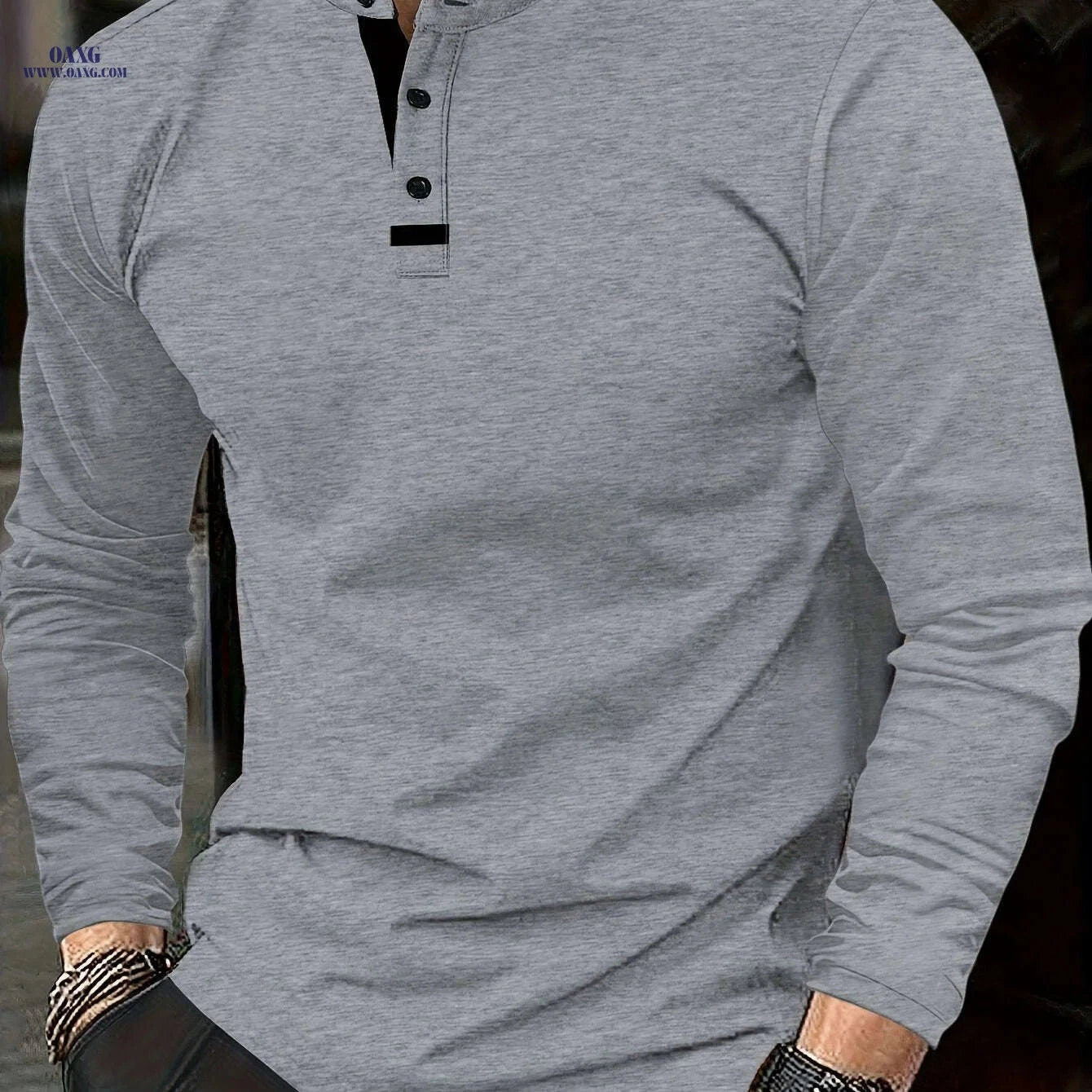 Men's Classic Fall Polo Shirt - Comfortable Round Neck Style   OAXG 
