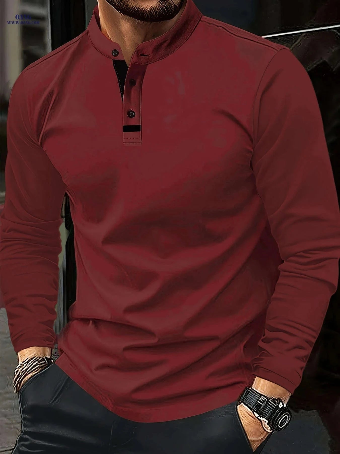 Men's Classic Fall Polo Shirt - Comfortable Round Neck Style   OAXG 