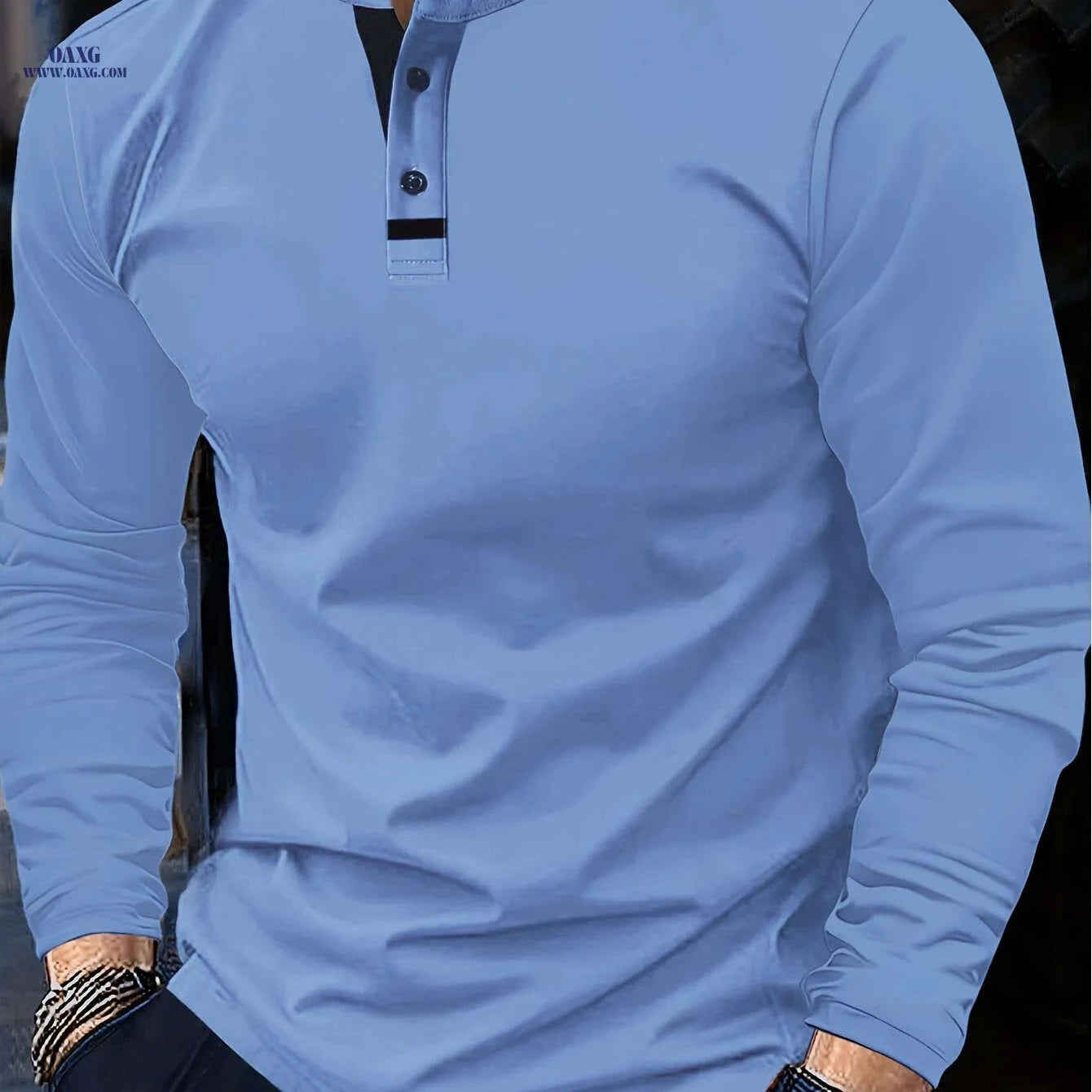 Men's Classic Fall Polo Shirt - Comfortable Round Neck Style   OAXG 