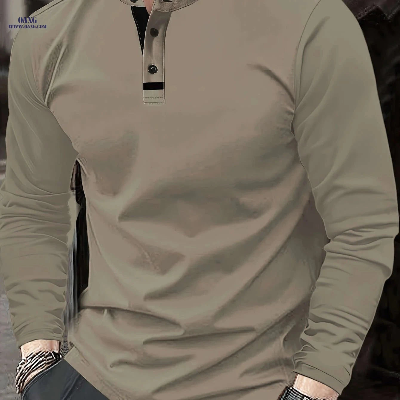 Men's Classic Fall Polo Shirt - Comfortable Round Neck Style   OAXG 