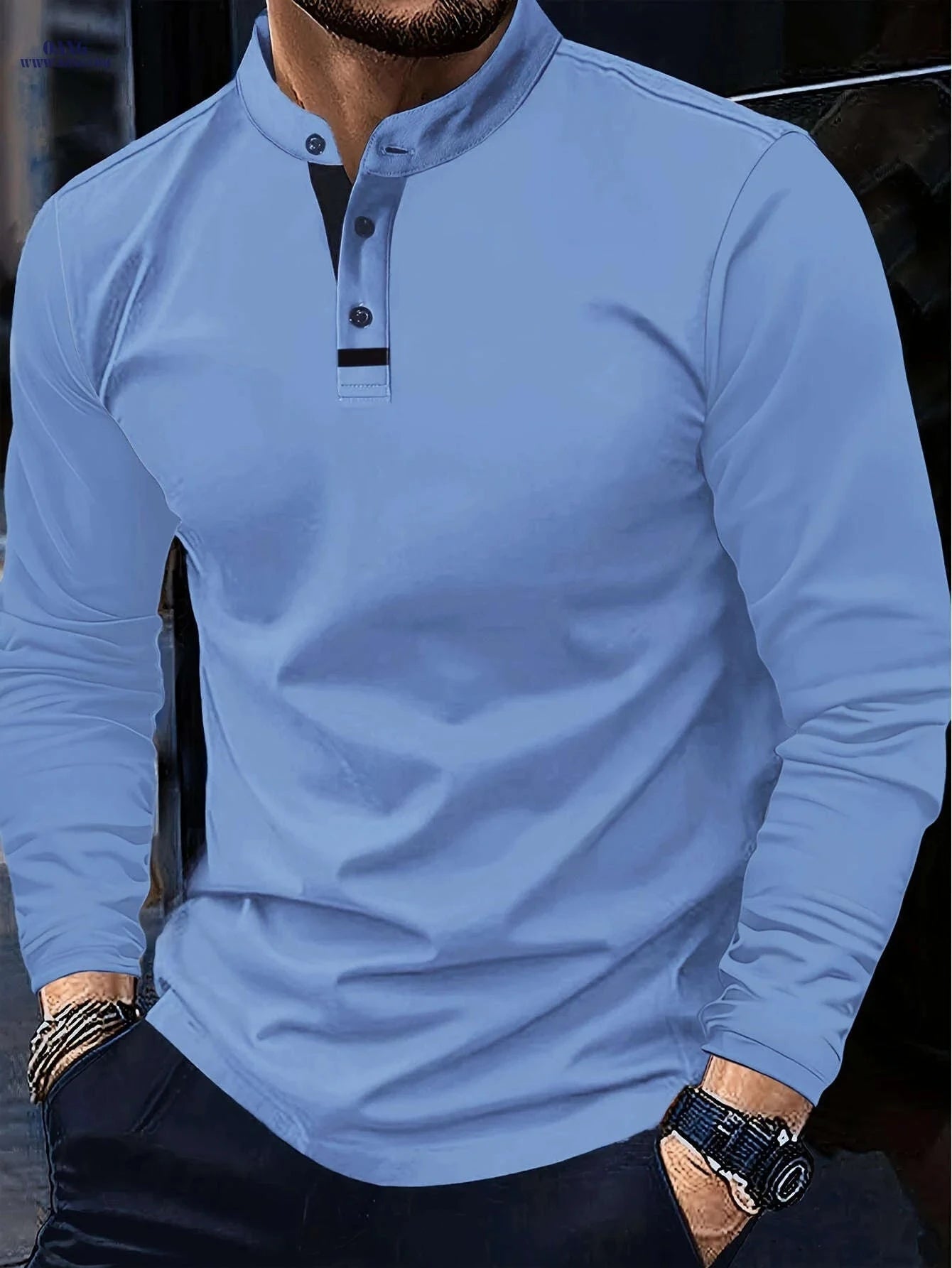 Men's Classic Fall Polo Shirt - Comfortable Round Neck Style   OAXG 