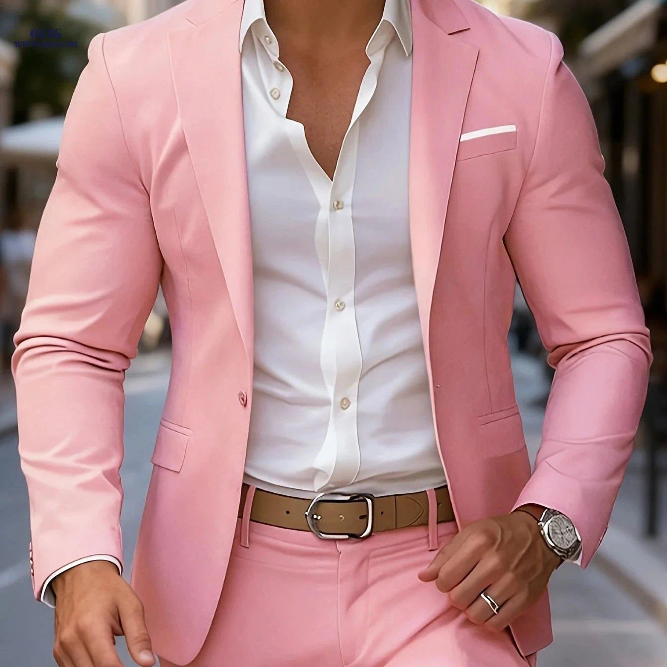 Men's Classic Fit Formal Jacket - Solid Color for Weddings & Business   OAXG 