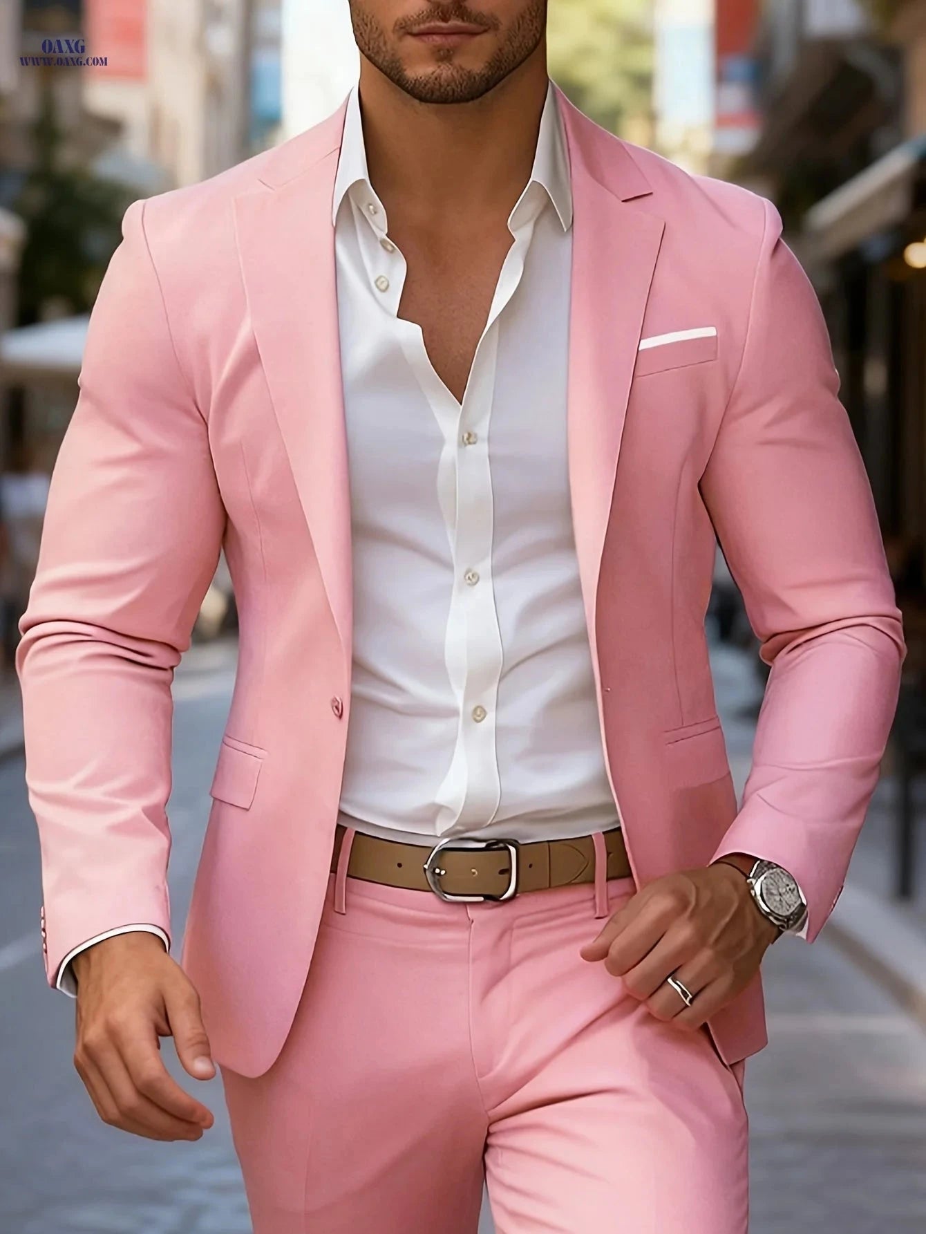 Men's Classic Fit Formal Jacket - Solid Color for Weddings & Business   OAXG Black / FR S