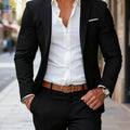 Men's Classic Fit Formal Jacket - Solid Color for Weddings & Business   OAXG 
