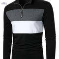 Men's Color Block Half-Zip Shirt - Casual Long Sleeve for Spring   OAXG 