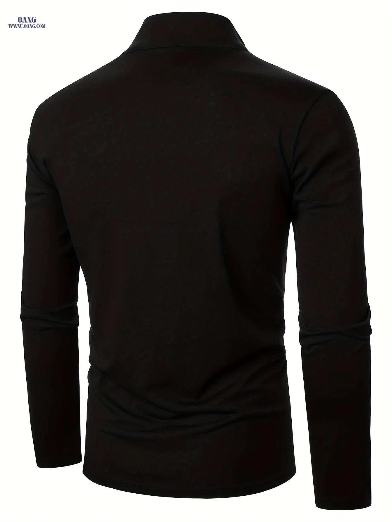 Men's Color Block Half-Zip Shirt - Casual Long Sleeve for Spring   OAXG Black / FR S