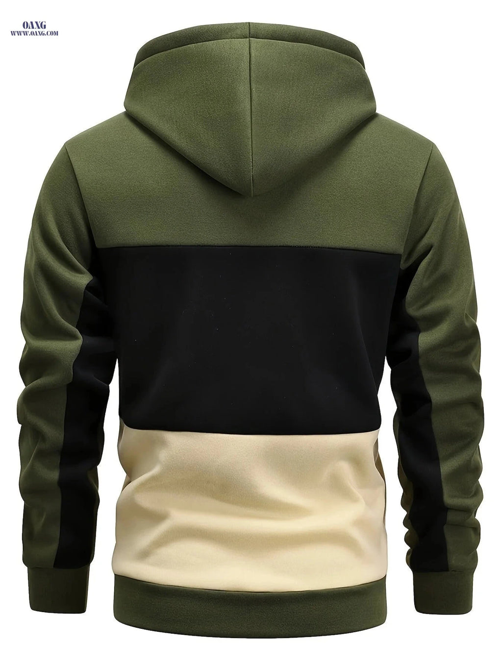 Men's Color Block Hoodie - Casual Long Sleeve Pullover with Pocket   OAXG 