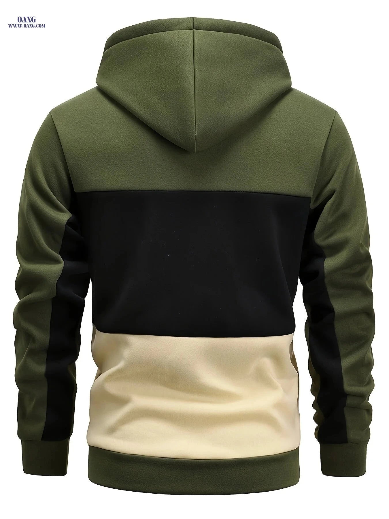 Men's Color Block Hoodie - Casual Long Sleeve Pullover with Pocket   OAXG 