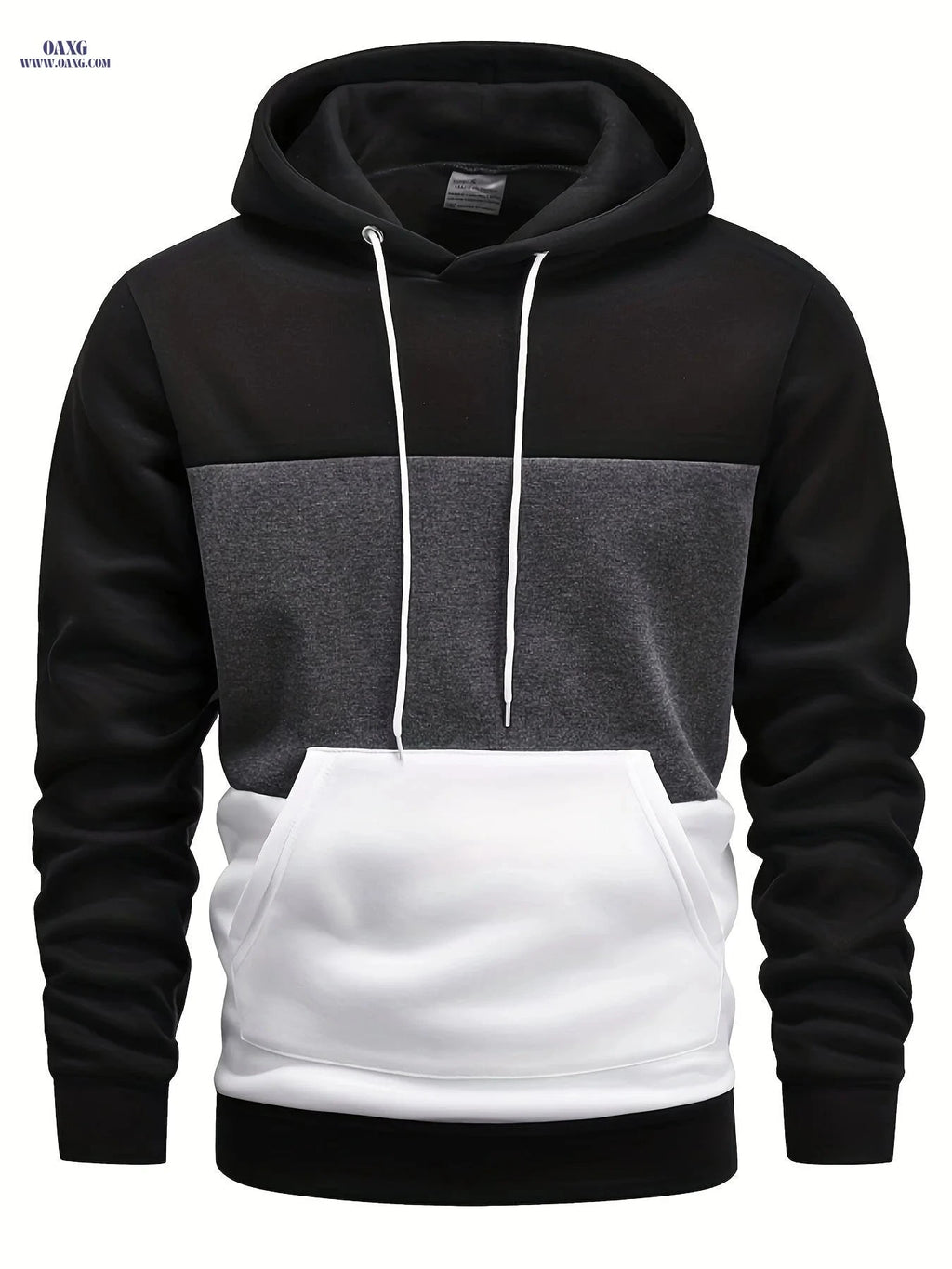 Men's Color Block Hoodie - Casual Long Sleeve Pullover with Pocket   OAXG Army Green / FR S