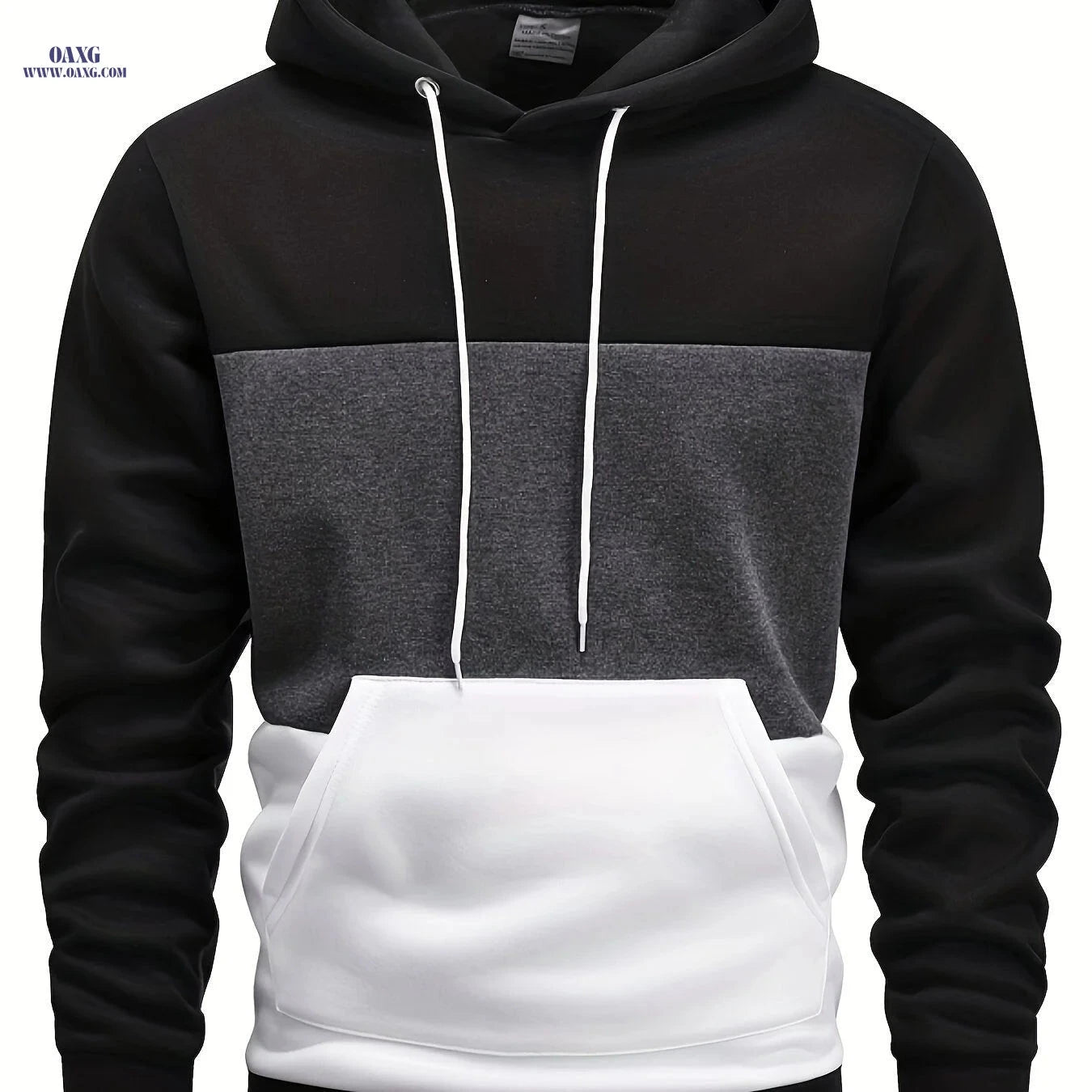 Men's Color Block Hoodie - Casual Long Sleeve Pullover with Pocket   OAXG 