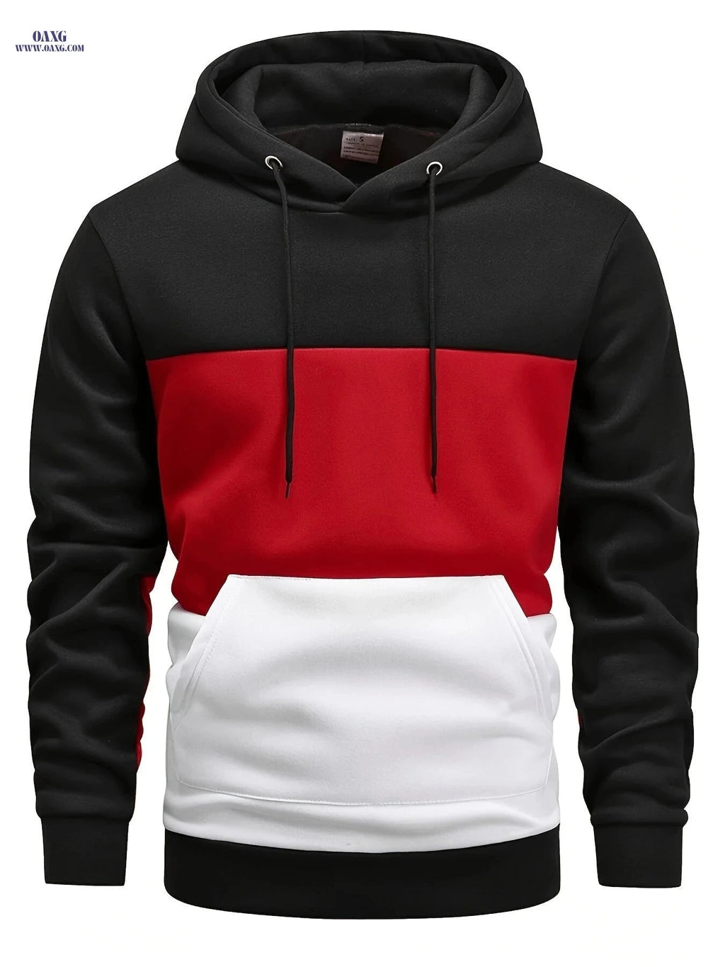 Men's Color Block Hoodie - Casual Long Sleeve Pullover with Pocket   OAXG 
