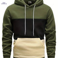 Men's Color Block Hoodie - Casual Long Sleeve Pullover with Pocket   OAXG 