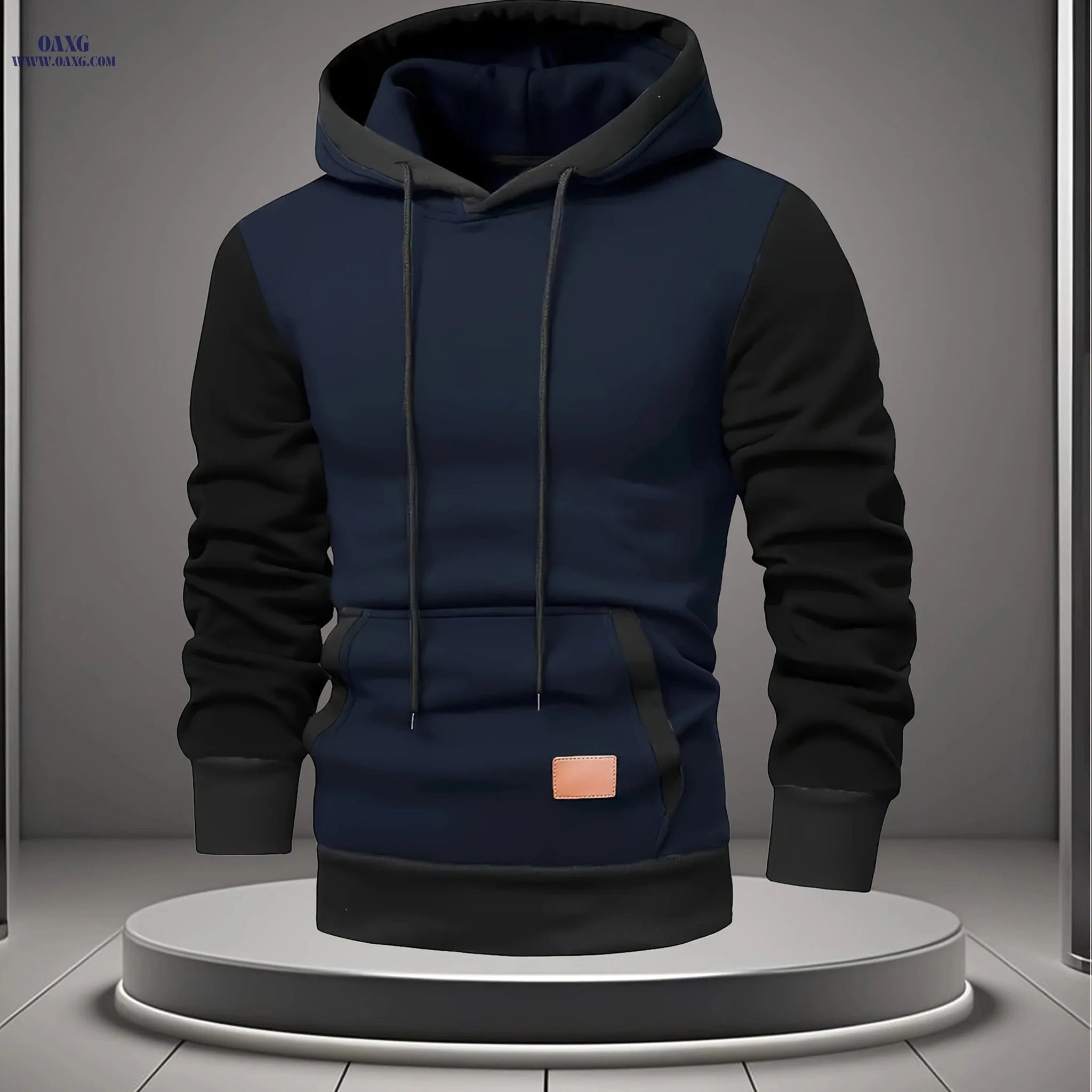 Men’s Color Block Hoodie Sweatshirt - Casual Stitching for Fall/Winter   OAXG Dark Gray / FR S