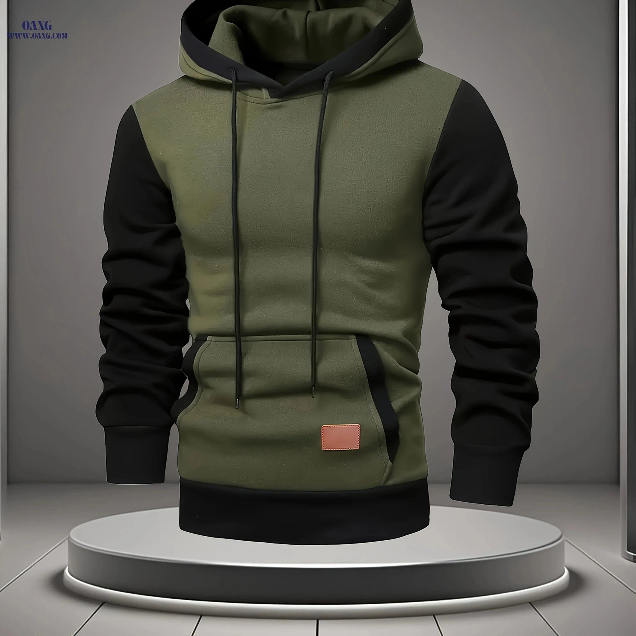 Men’s Color Block Hoodie Sweatshirt - Casual Stitching for Fall/Winter   OAXG Dark Gray / FR S